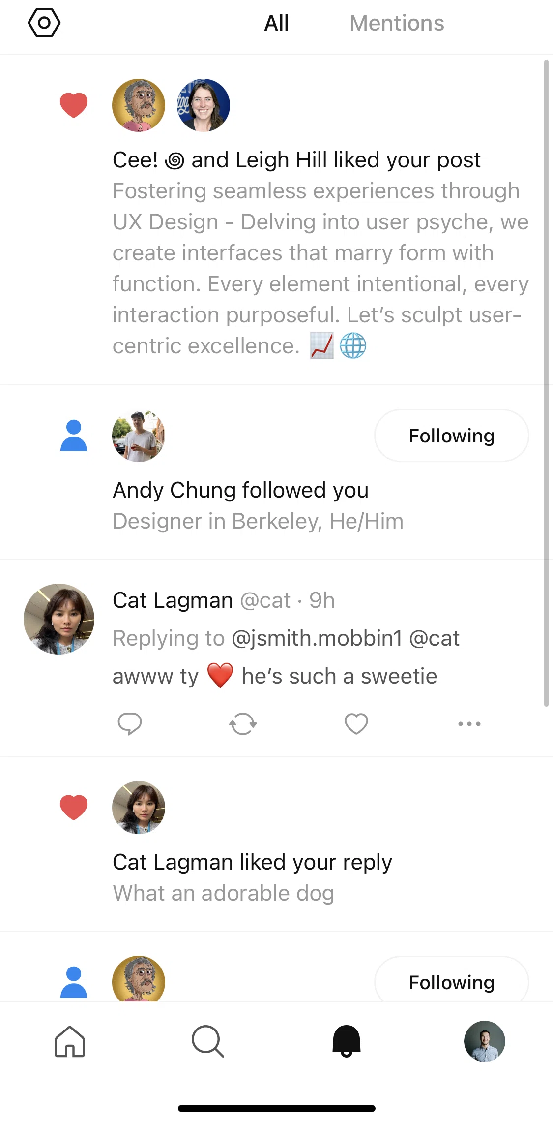 Posts Screen screen in the Updating notification settings flow