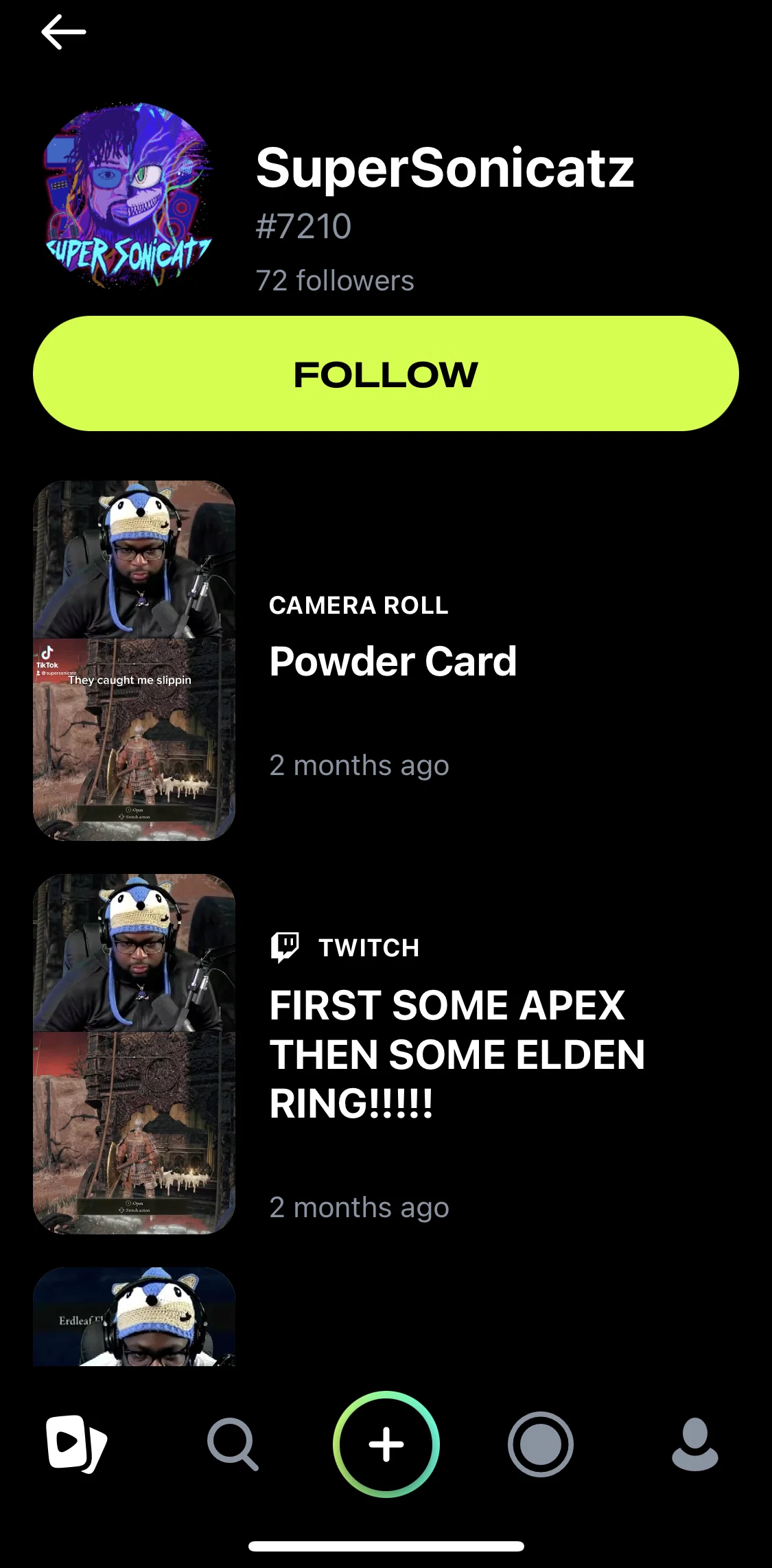 Powder Screen screen in the Following a user flow