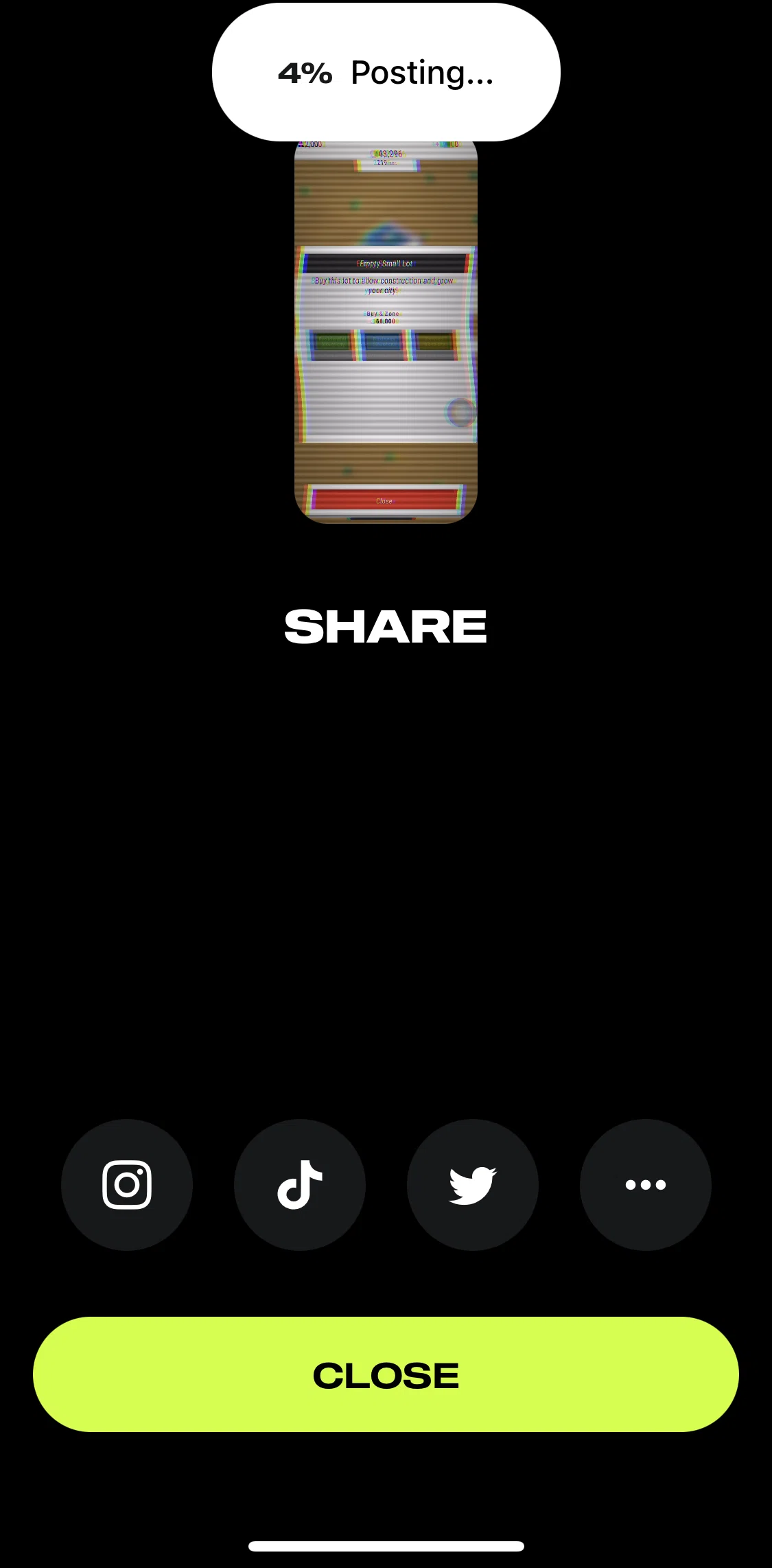 Powder Screen screen in the Sharing my video flow