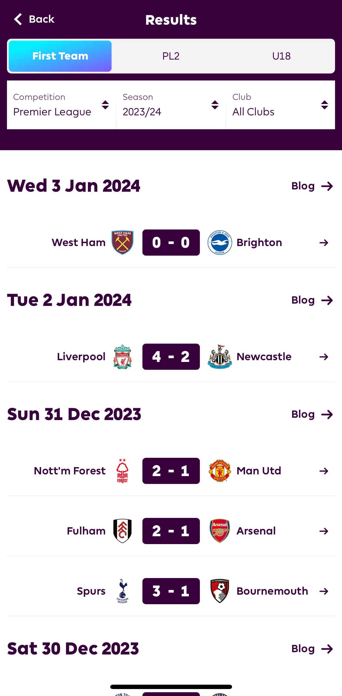 Premier League Screen screen in the Match detail flow