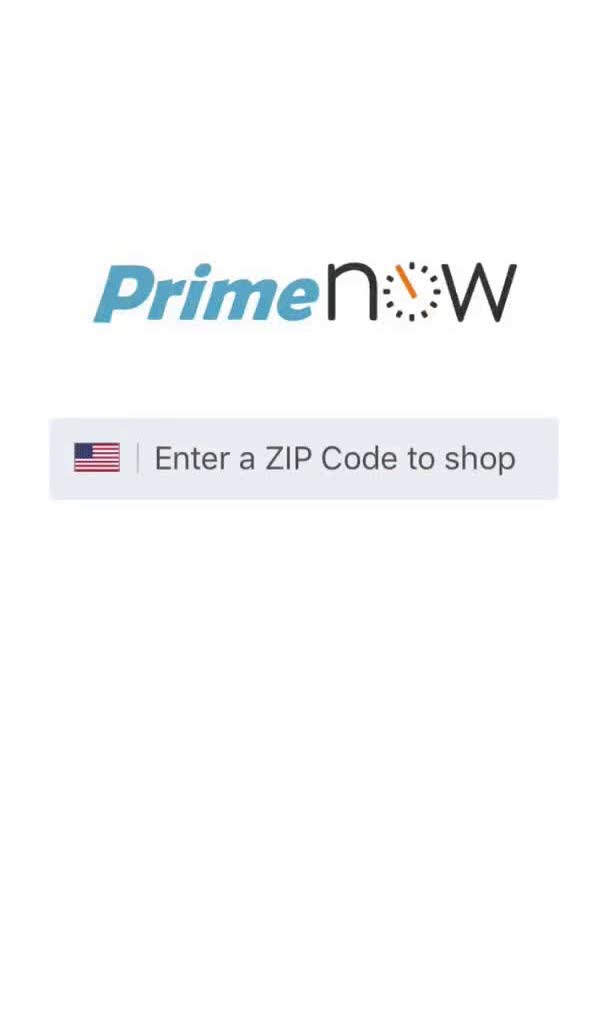 Prime Now Screen screen in the Ordering Food flow