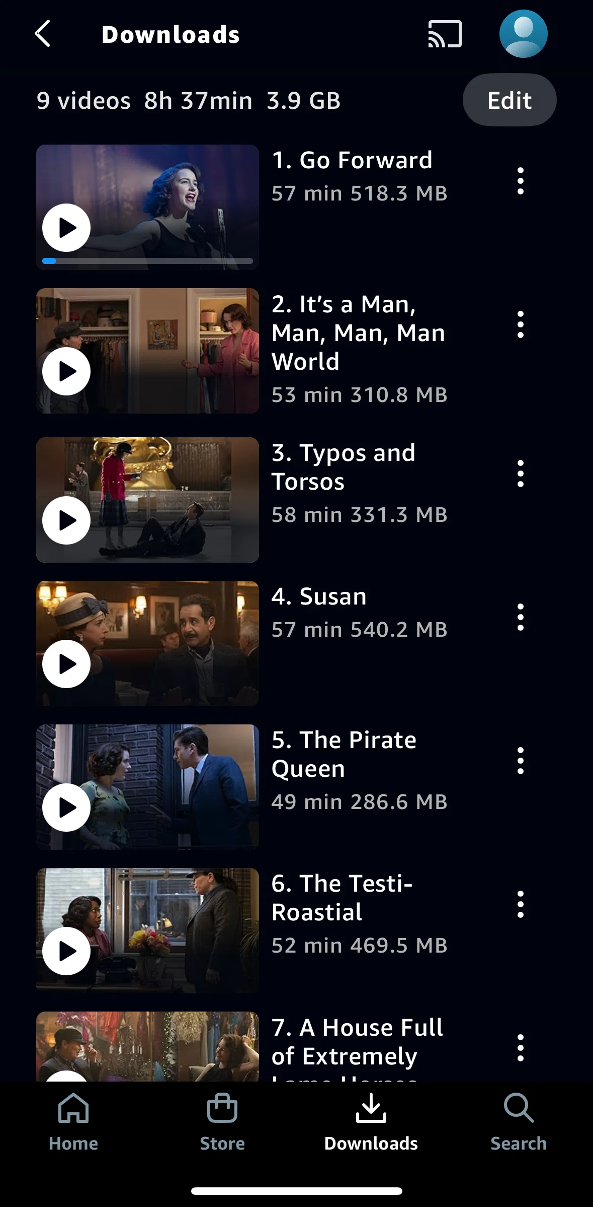 Prime Video Screen screen in the Deleting downloads flow