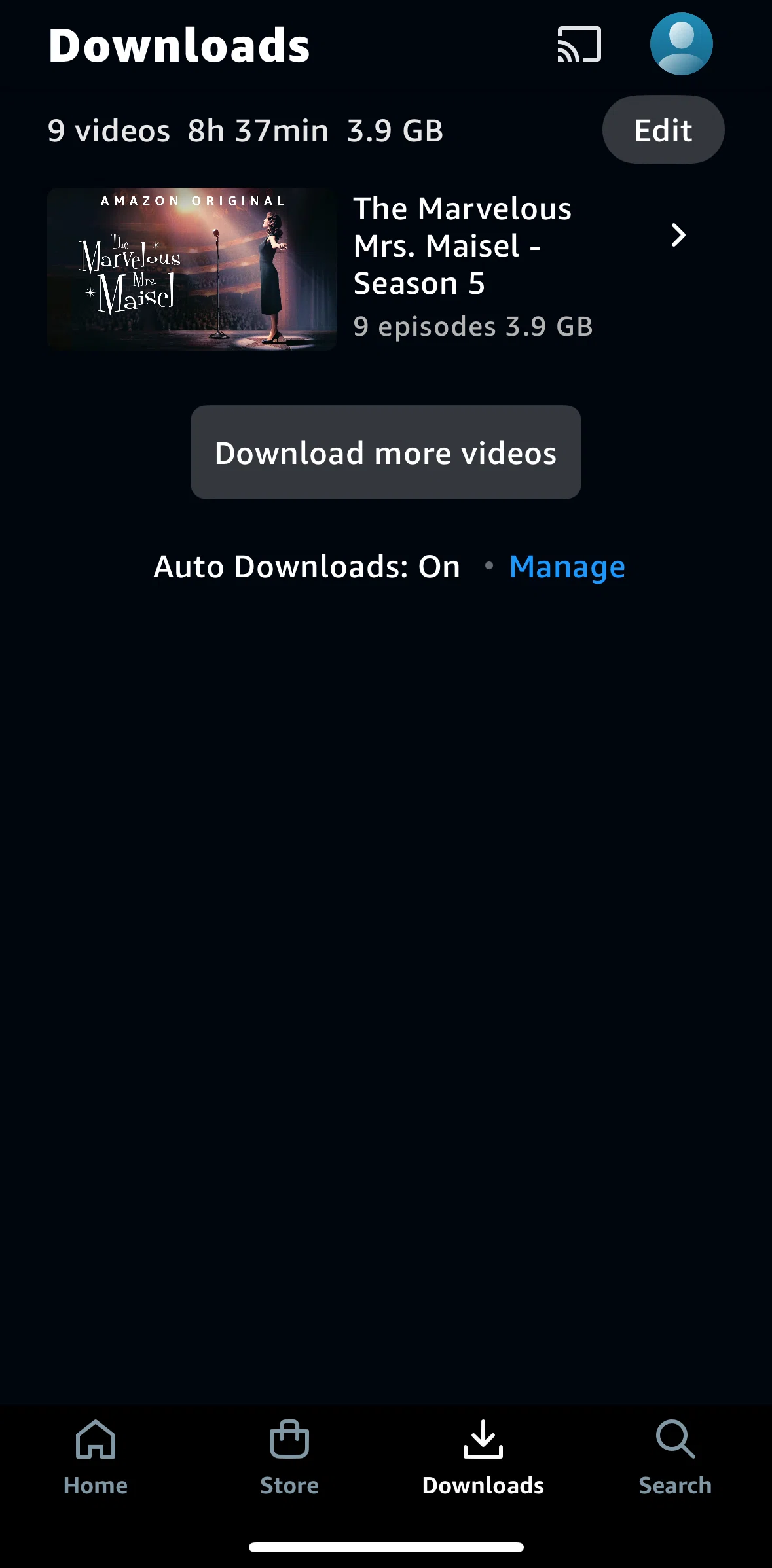 Prime Video Screen screen in the Download settings flow