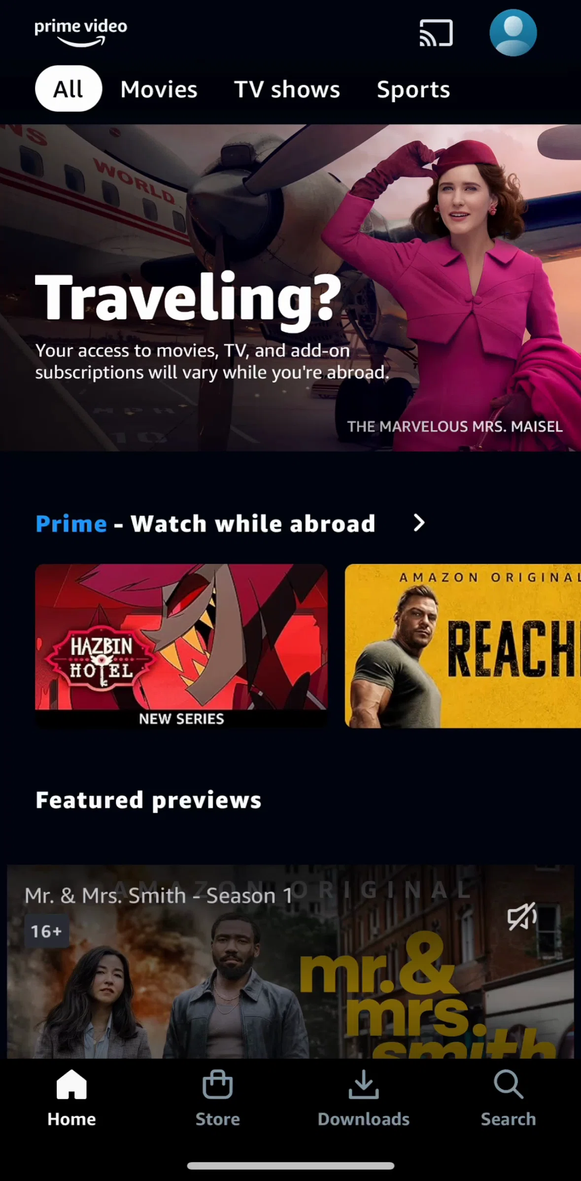 Prime Video Screen screen in the Home flow