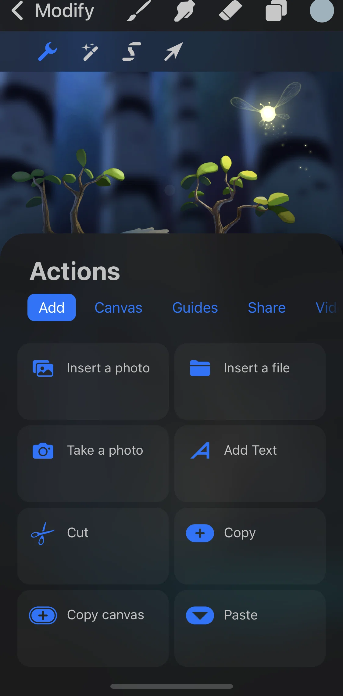 Procreate Pocket Screen screen in the Adding text flow