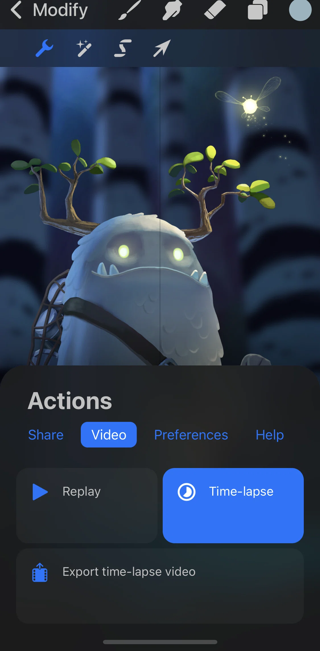Procreate Pocket Screen screen in the Exporting video flow