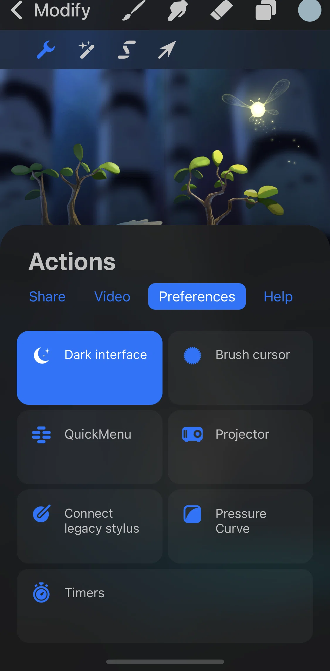 Procreate Pocket Screen screen in the Settings flow