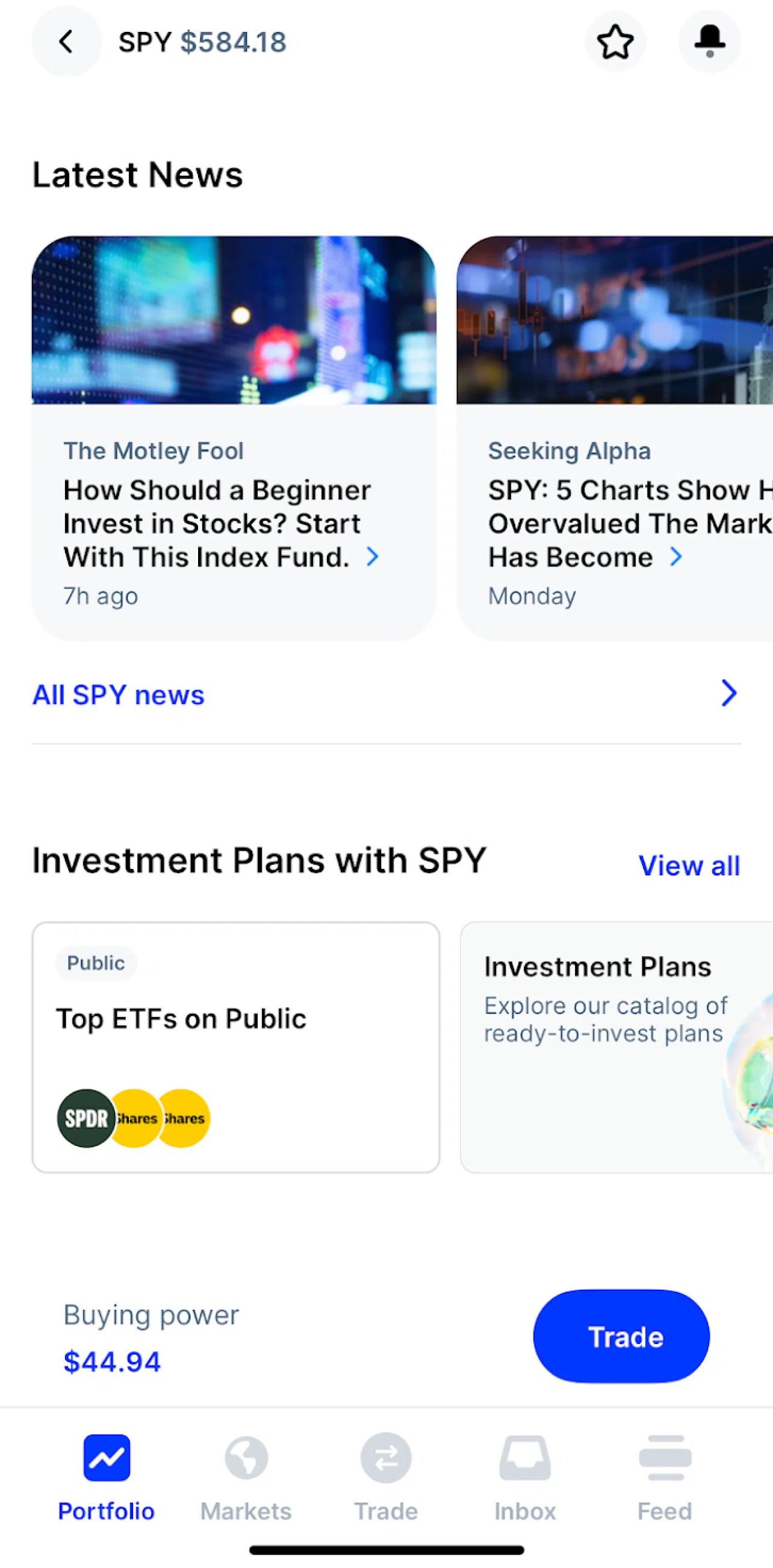 Public Screen screen in the Browse latest news flow