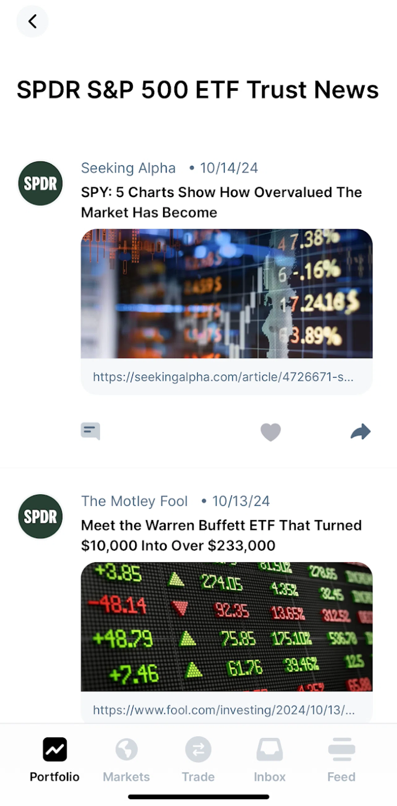 Public Screen screen in the Liking an article flow