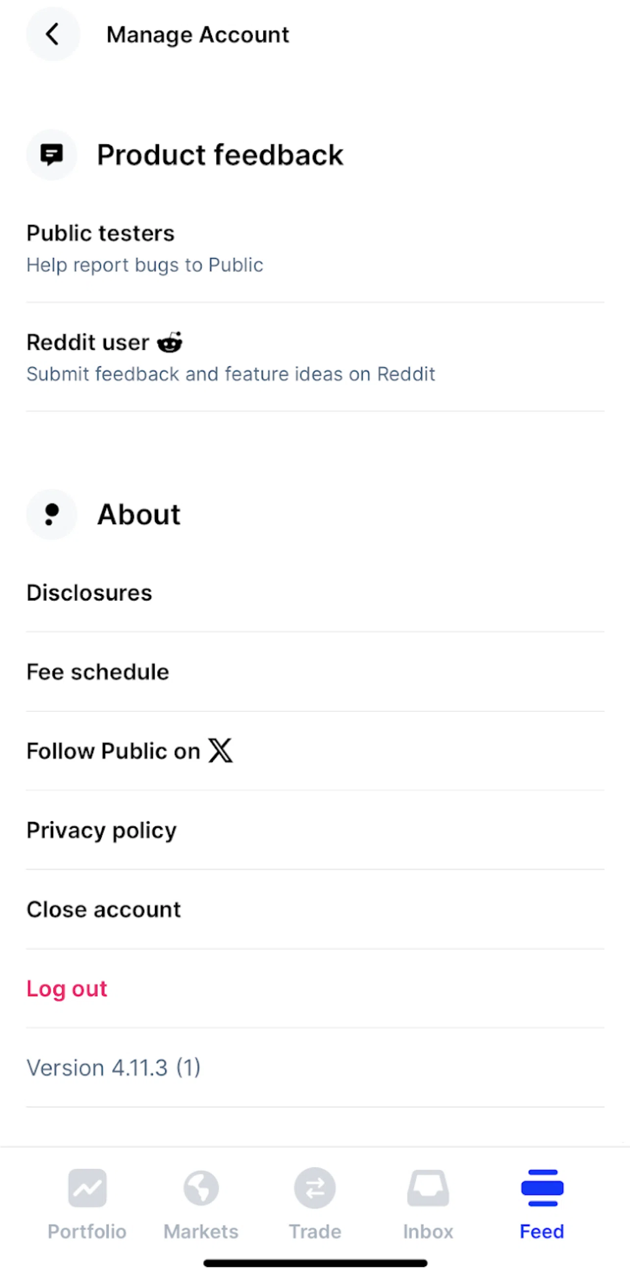 Public Screen screen in the Logging out flow