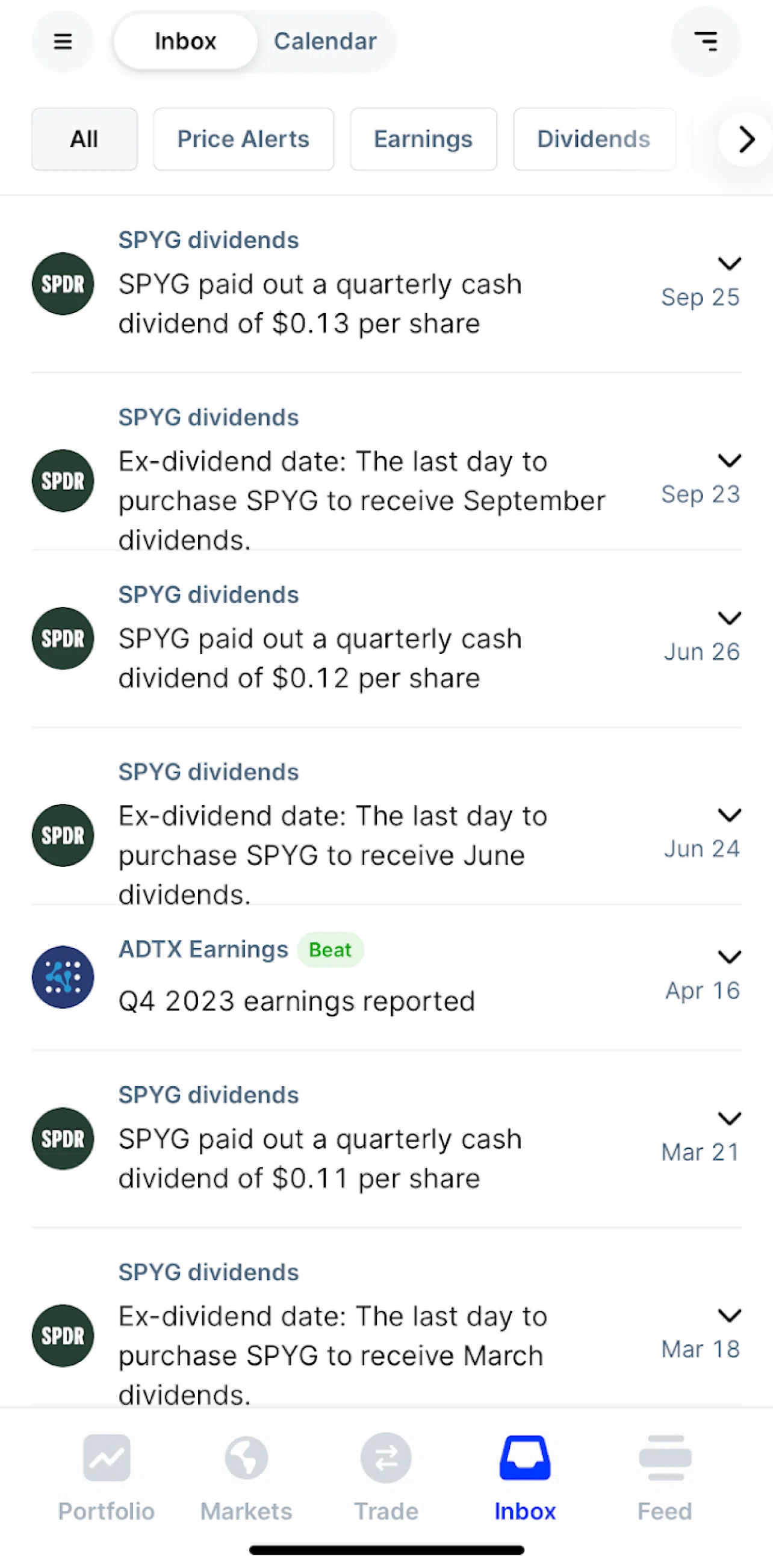 Public Screen screen in the Switching view to calendar flow