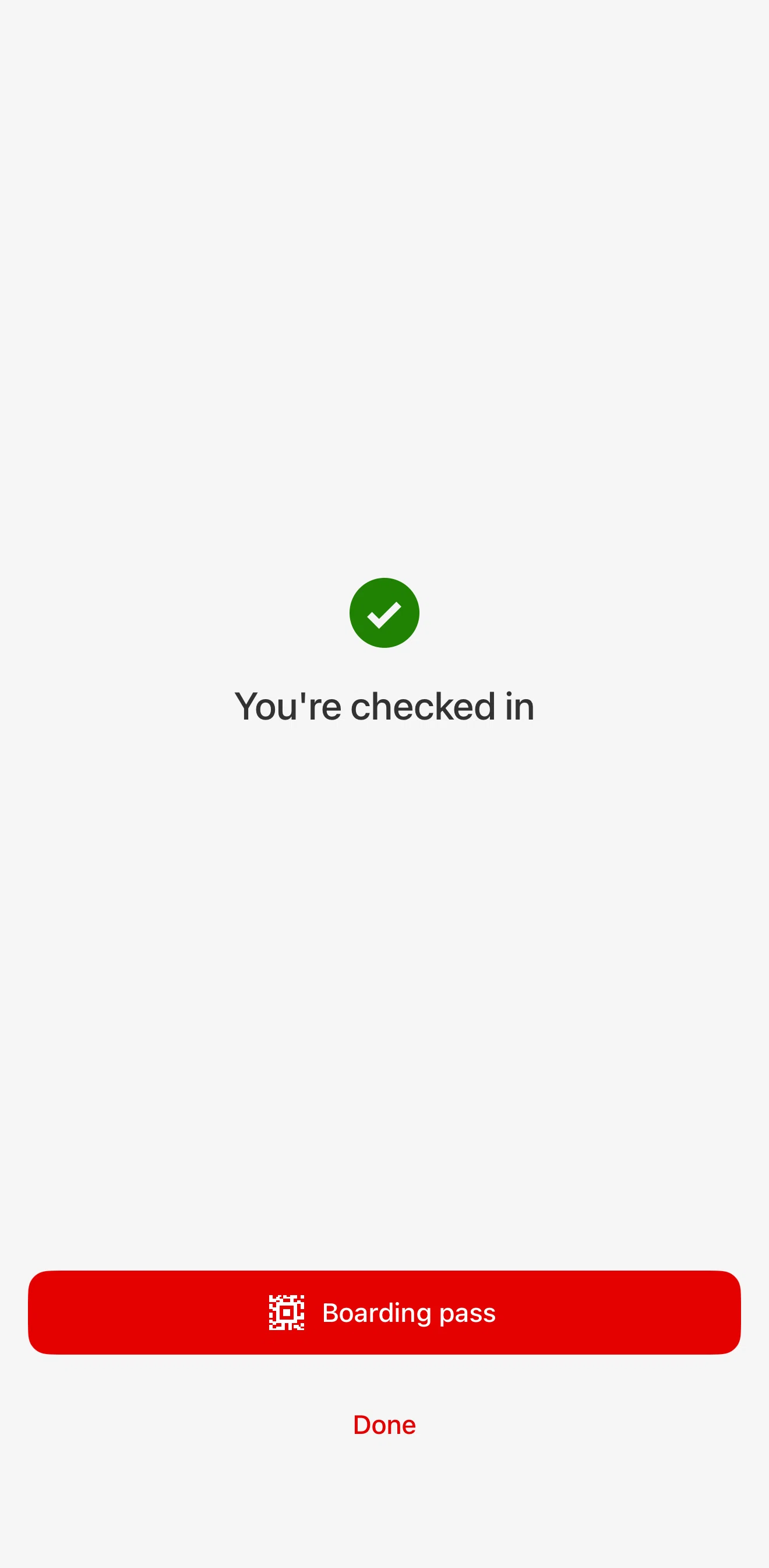 Qantas Airways Screen screen in the Boarding pass flow