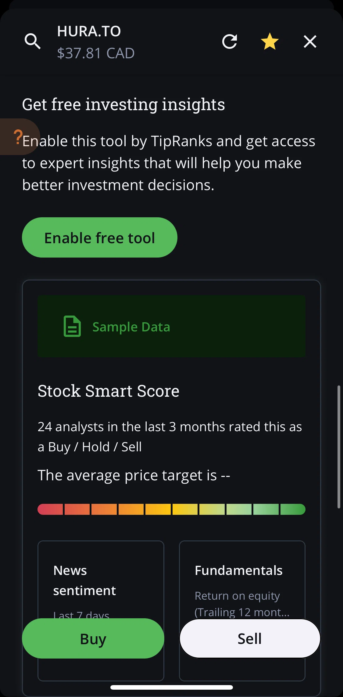 QuestMobile Screen screen in the Enabling a free tool flow