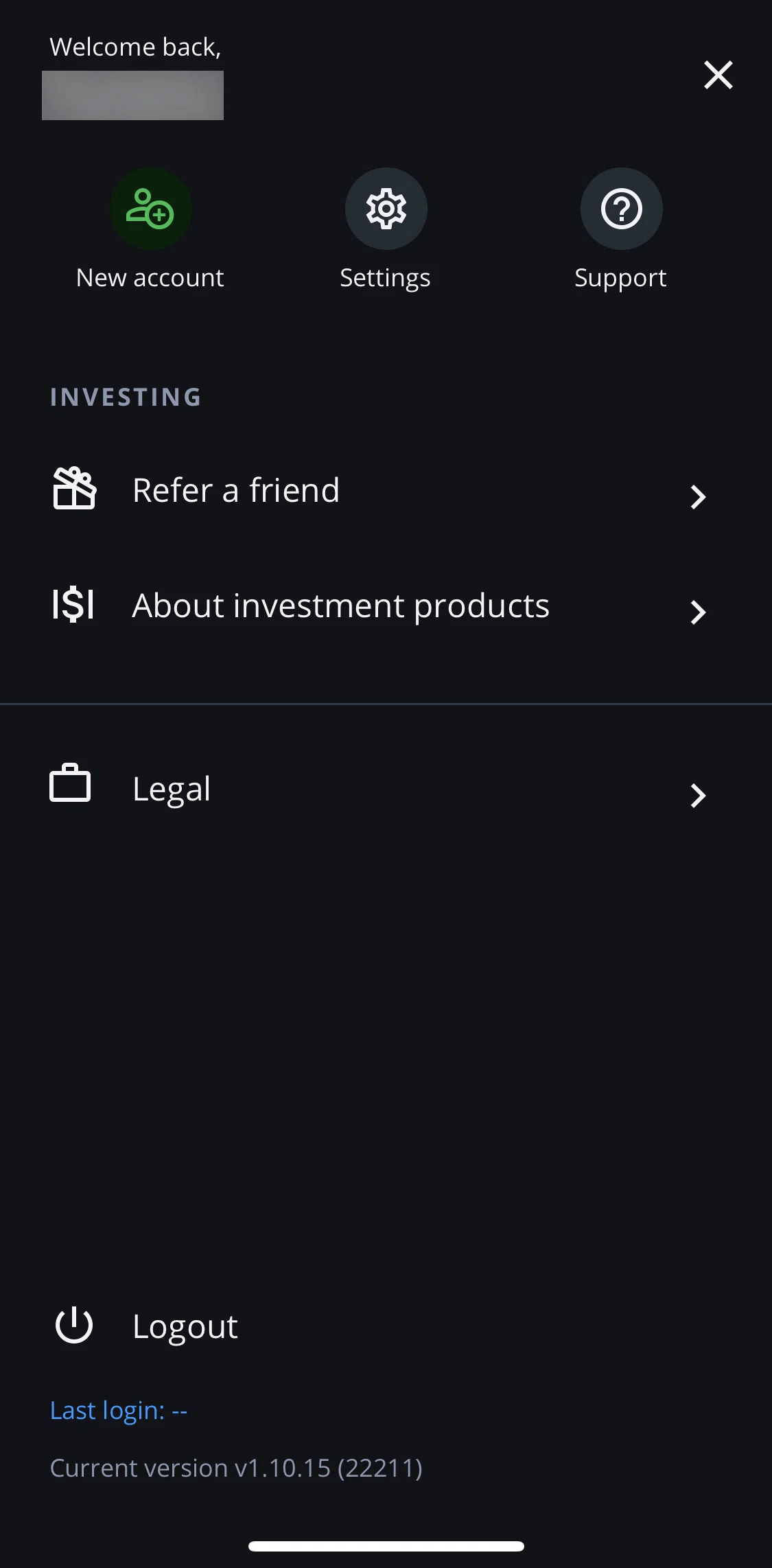 QuestMobile Screen screen in the Support flow