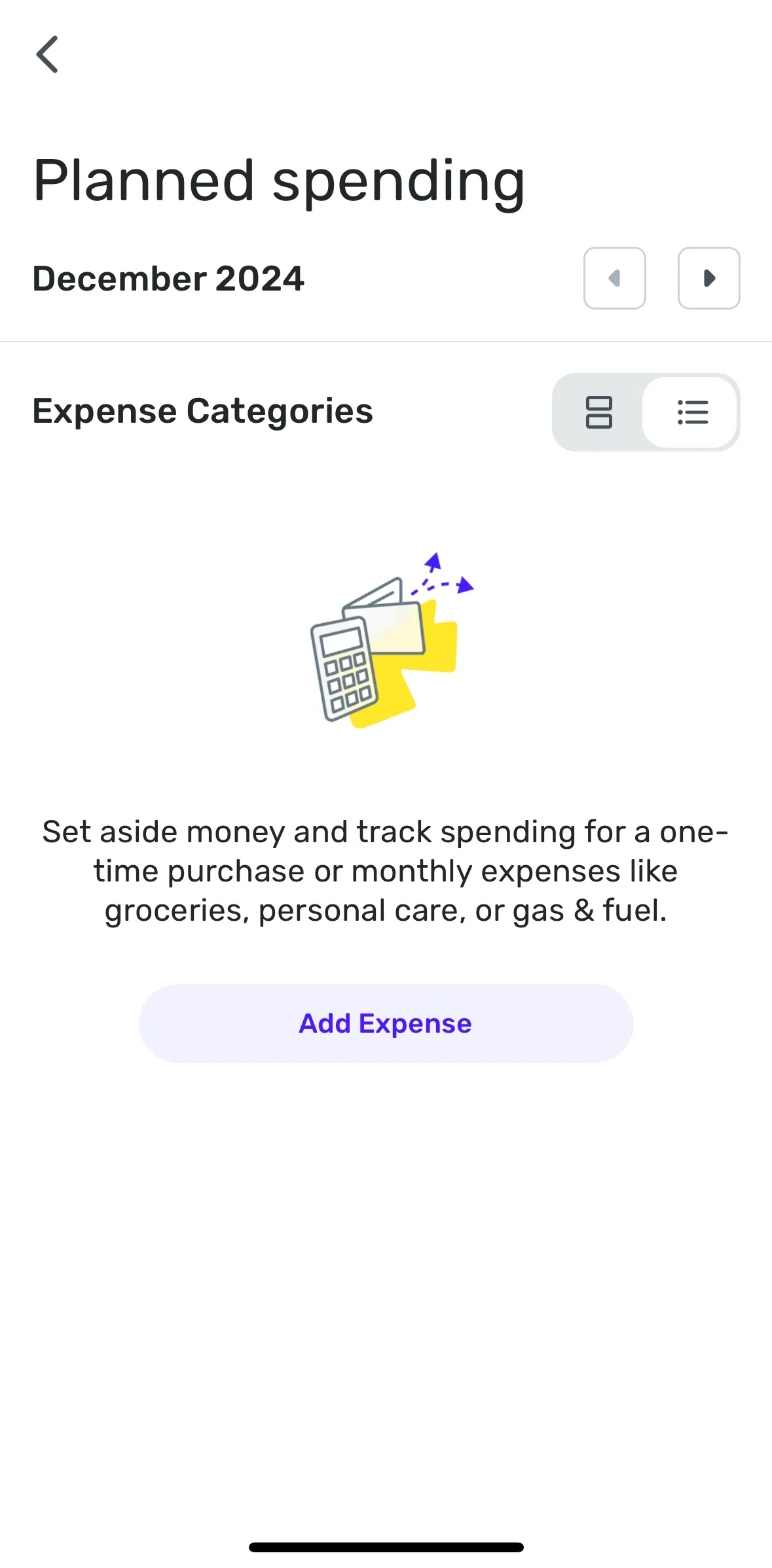 Quicken Screen screen in the Adding a new expense flow