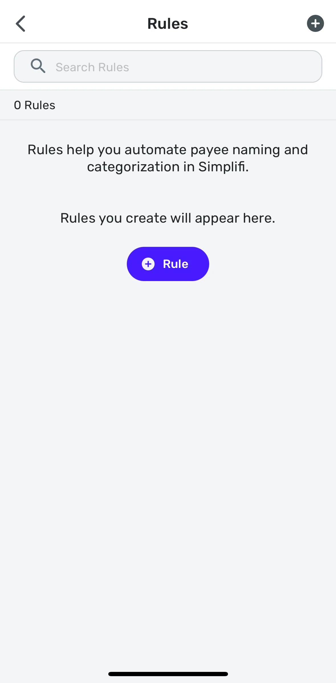 Quicken Screen screen in the Creating a new rule flow