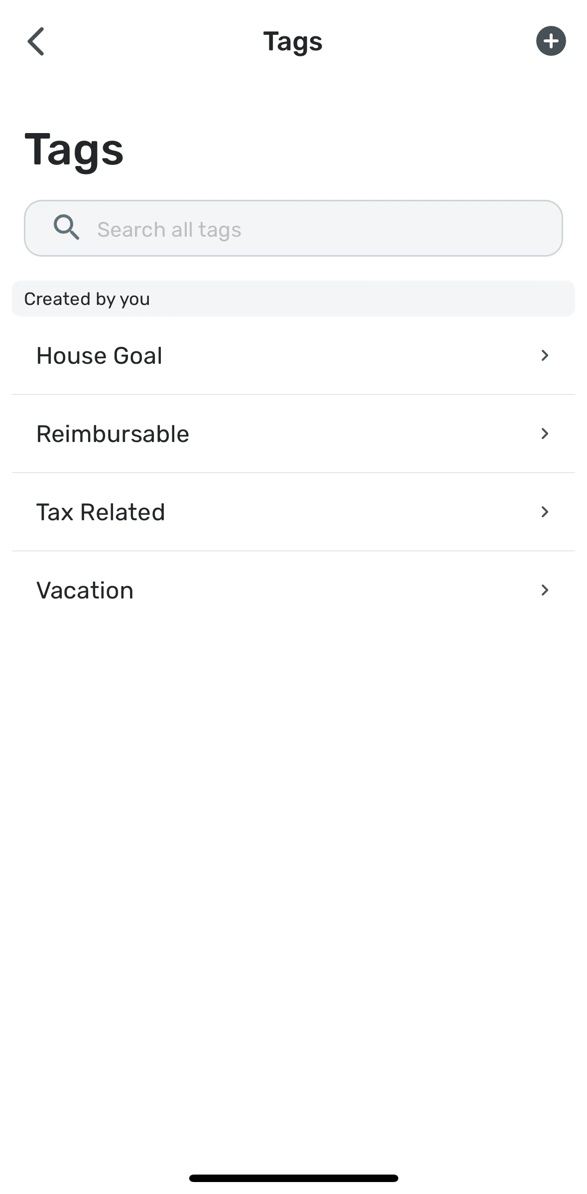 Quicken Screen screen in the Creating a new tag flow