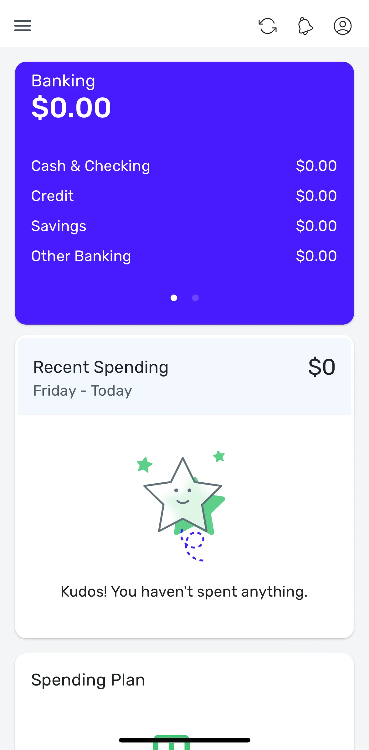 Quicken Screen screen in the Home flow