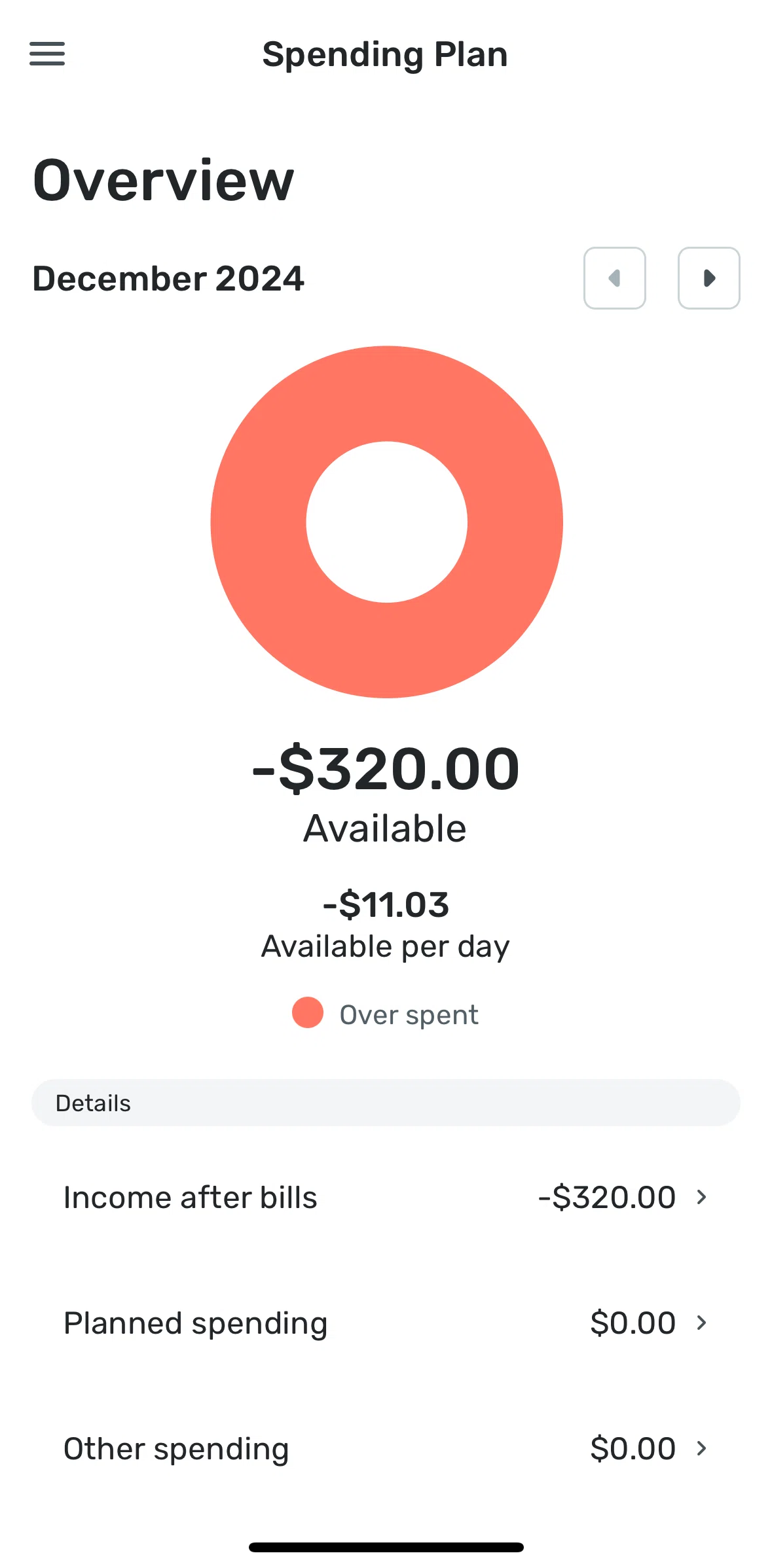Quicken Screen screen in the Income after bills flow
