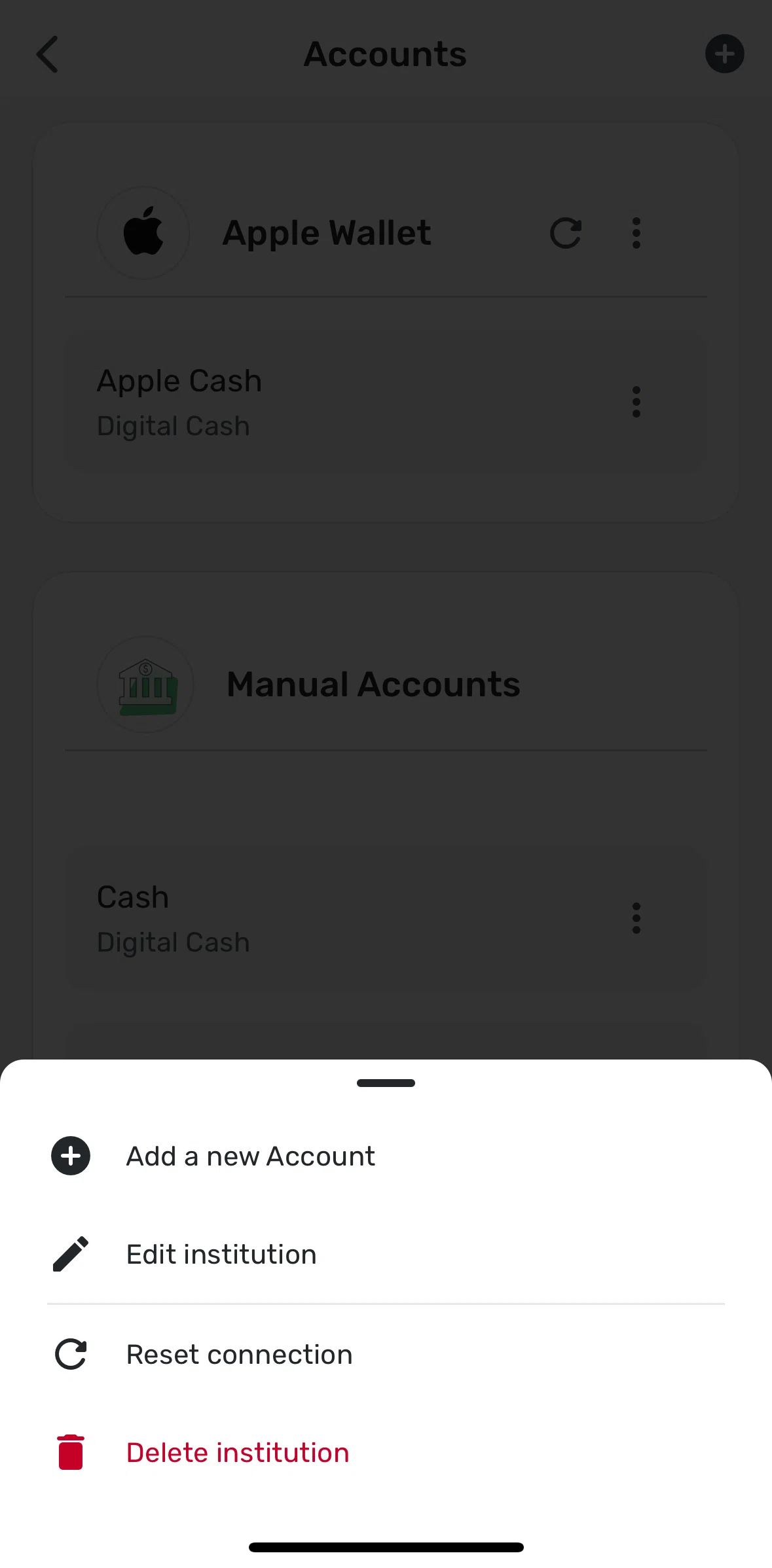 Quicken Screen screen in the Resetting a connection flow