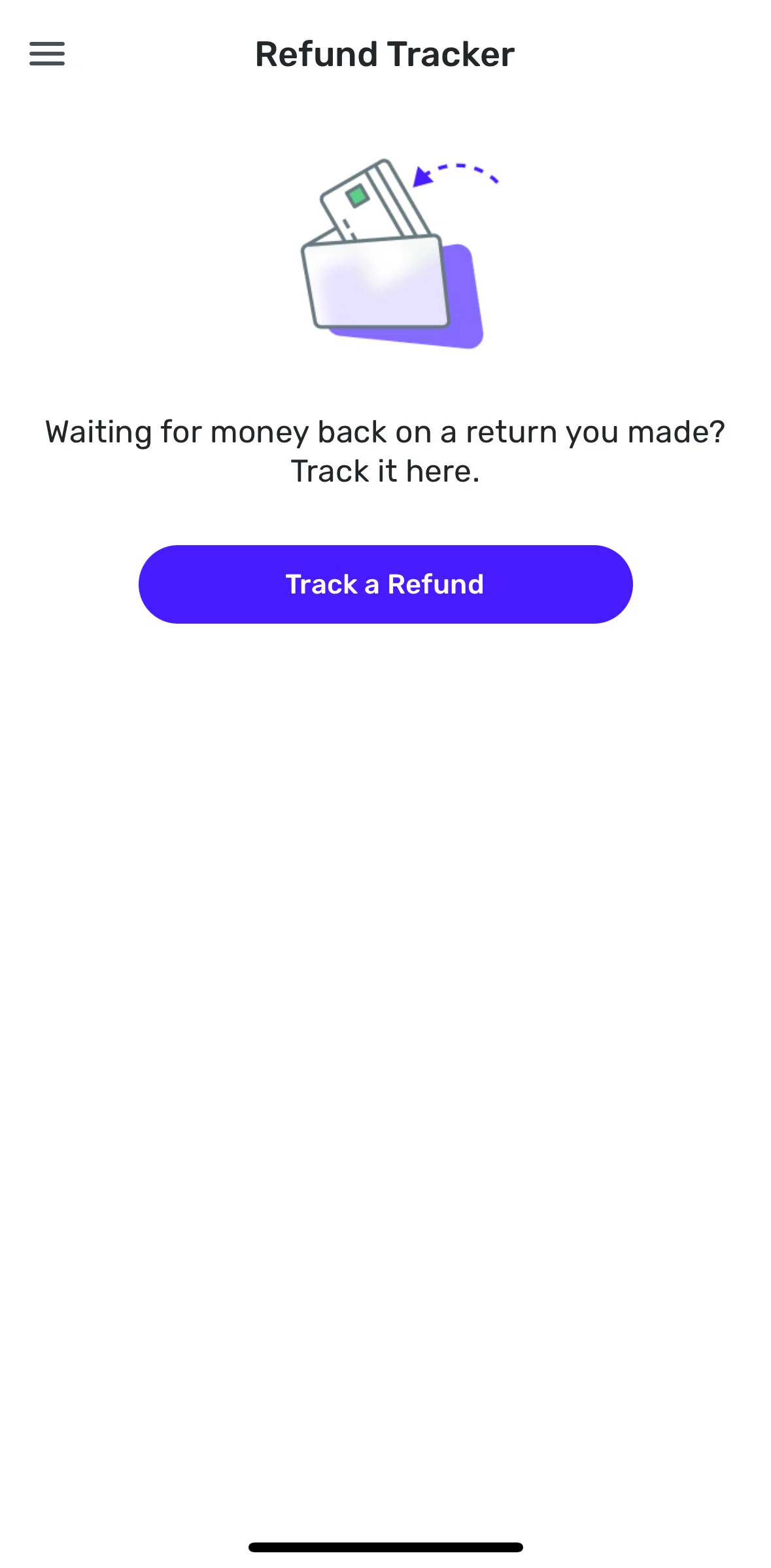 Quicken Screen screen in the Tracking a refund flow
