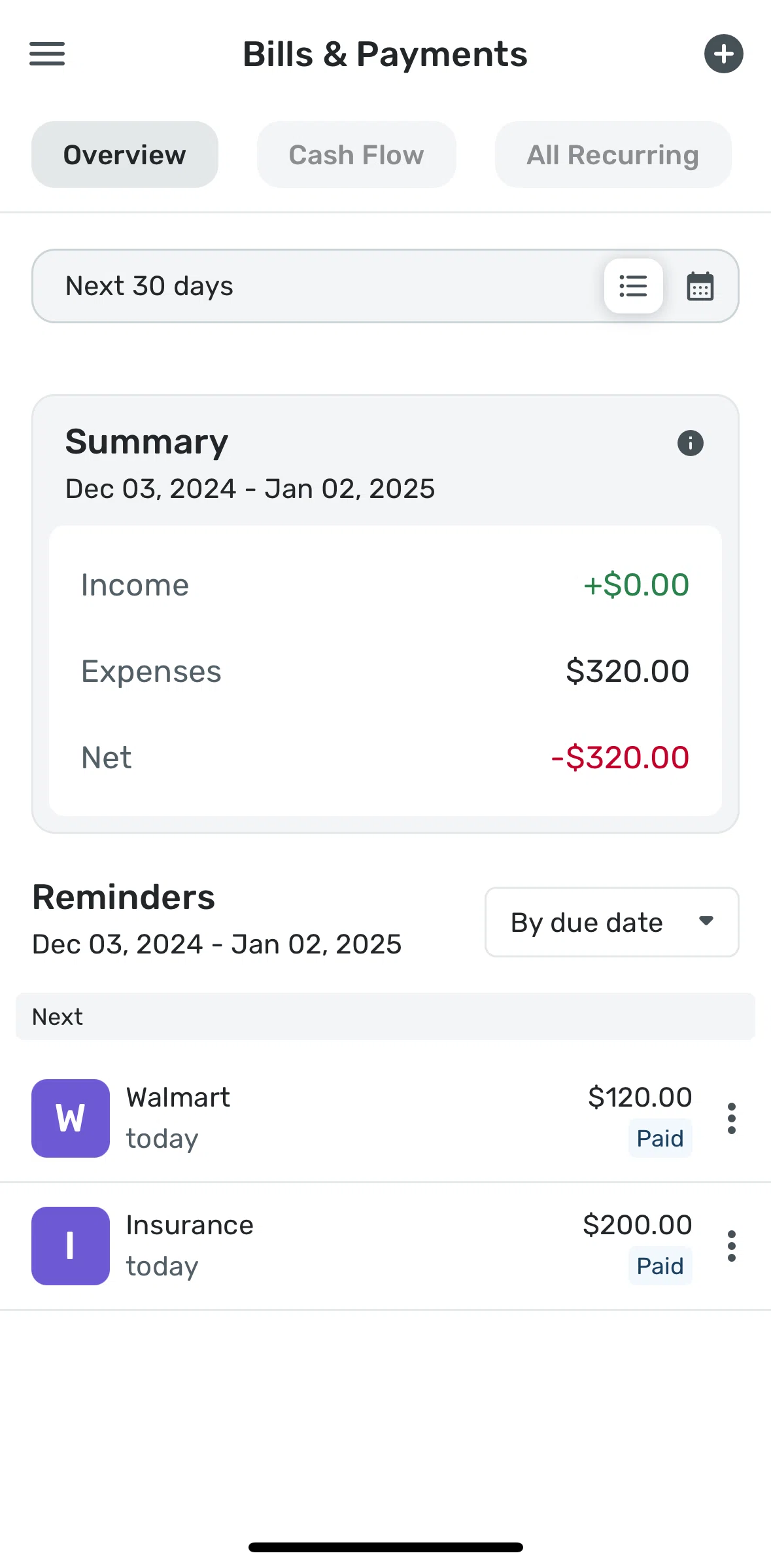 Quicken Screen screen in the View transaction flow