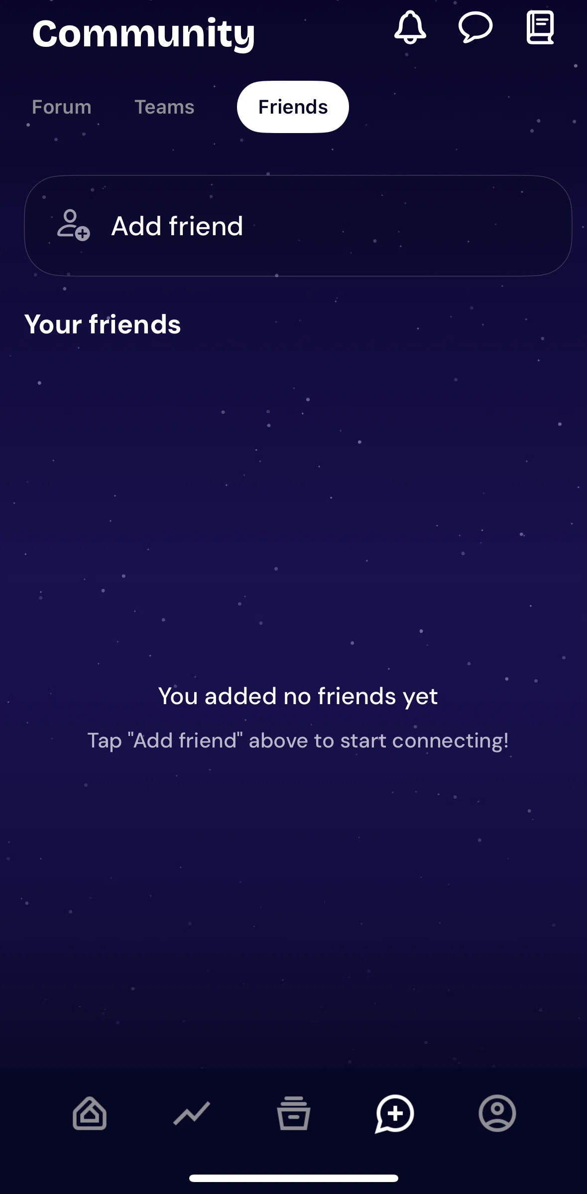 QUITTR Screen screen in the Add a friend (friends) flow