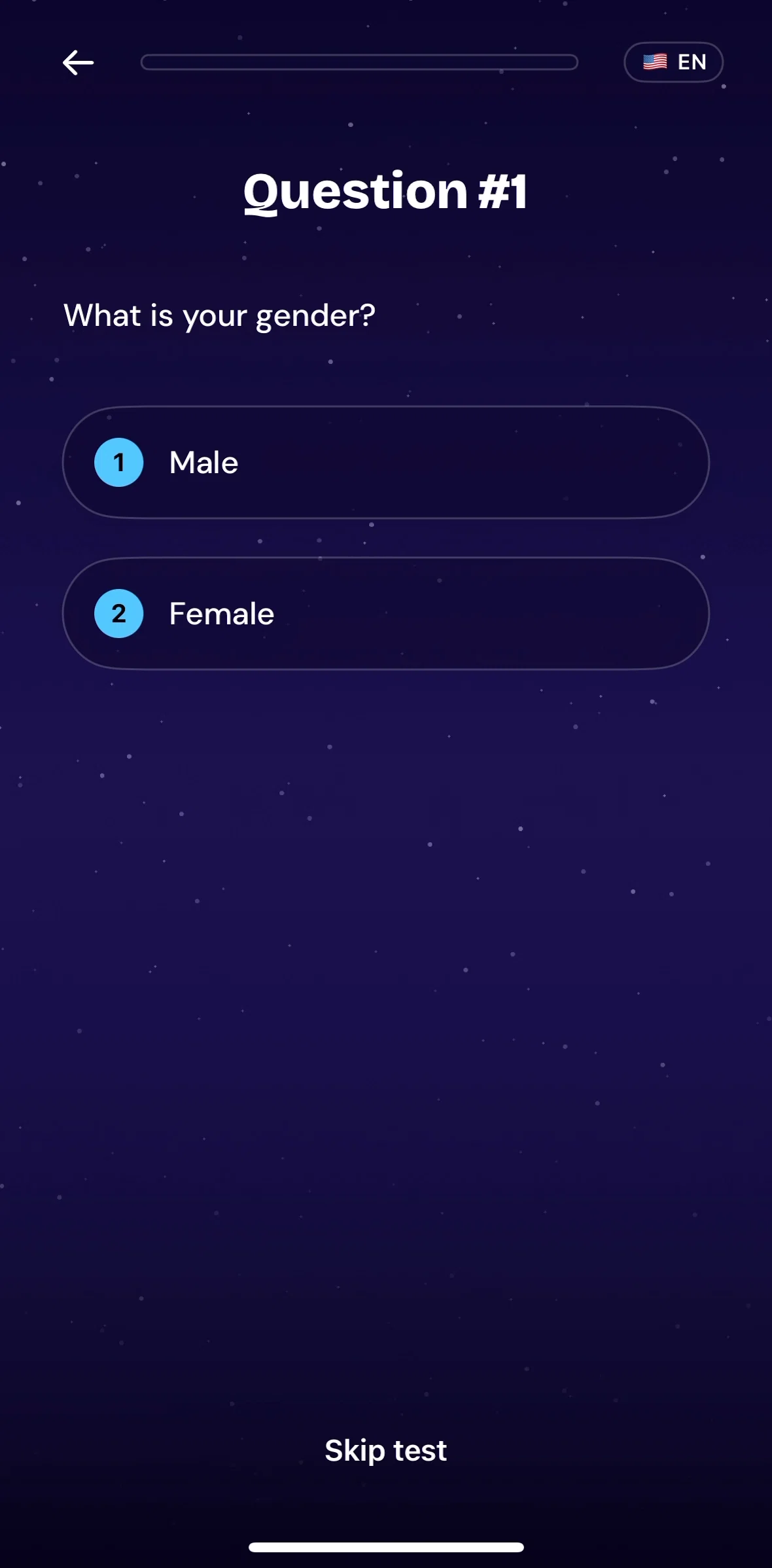 QUITTR Screen screen in the Completing profile quiz flow