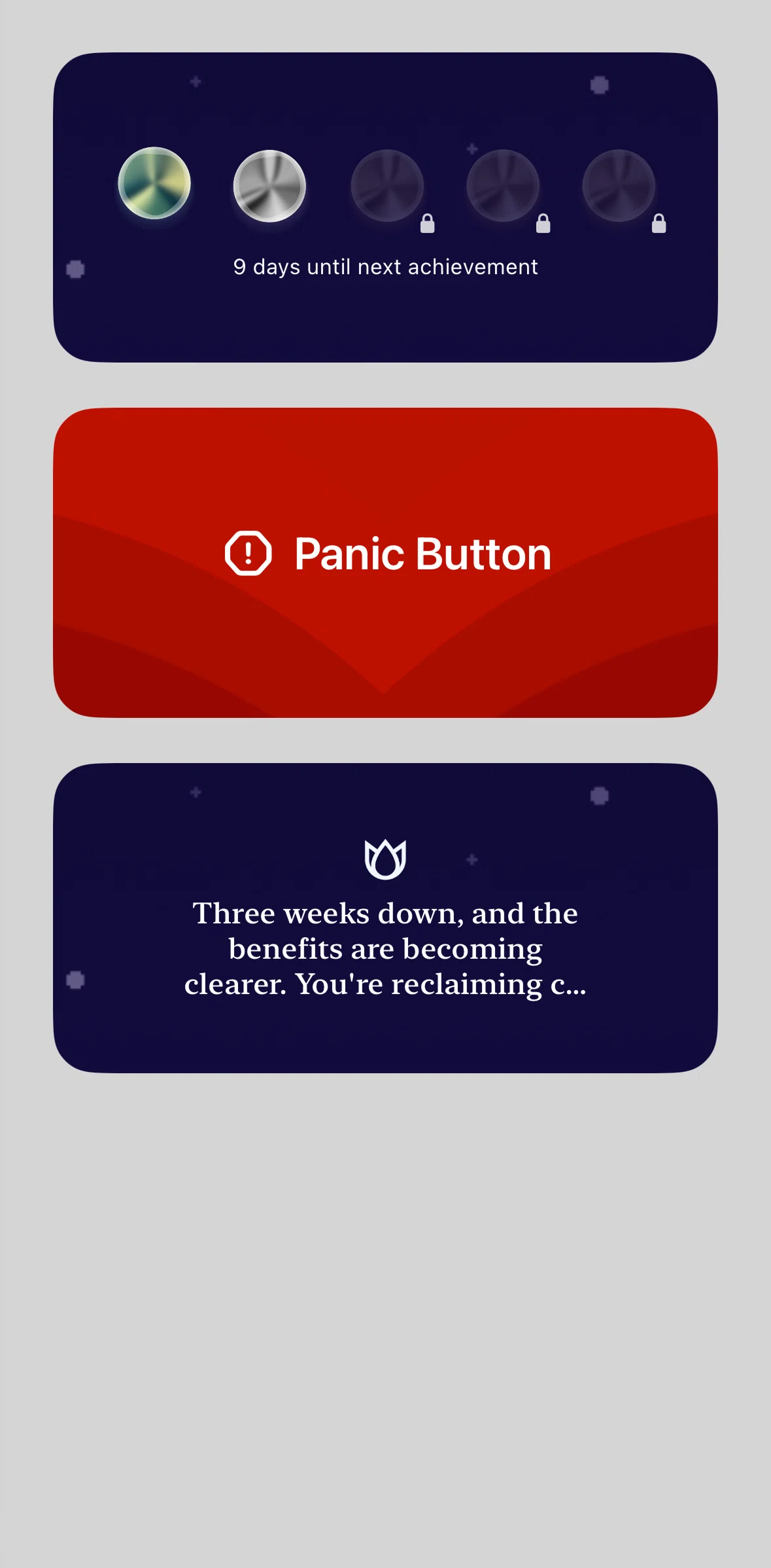 QUITTR Screen screen in the Widgets flow