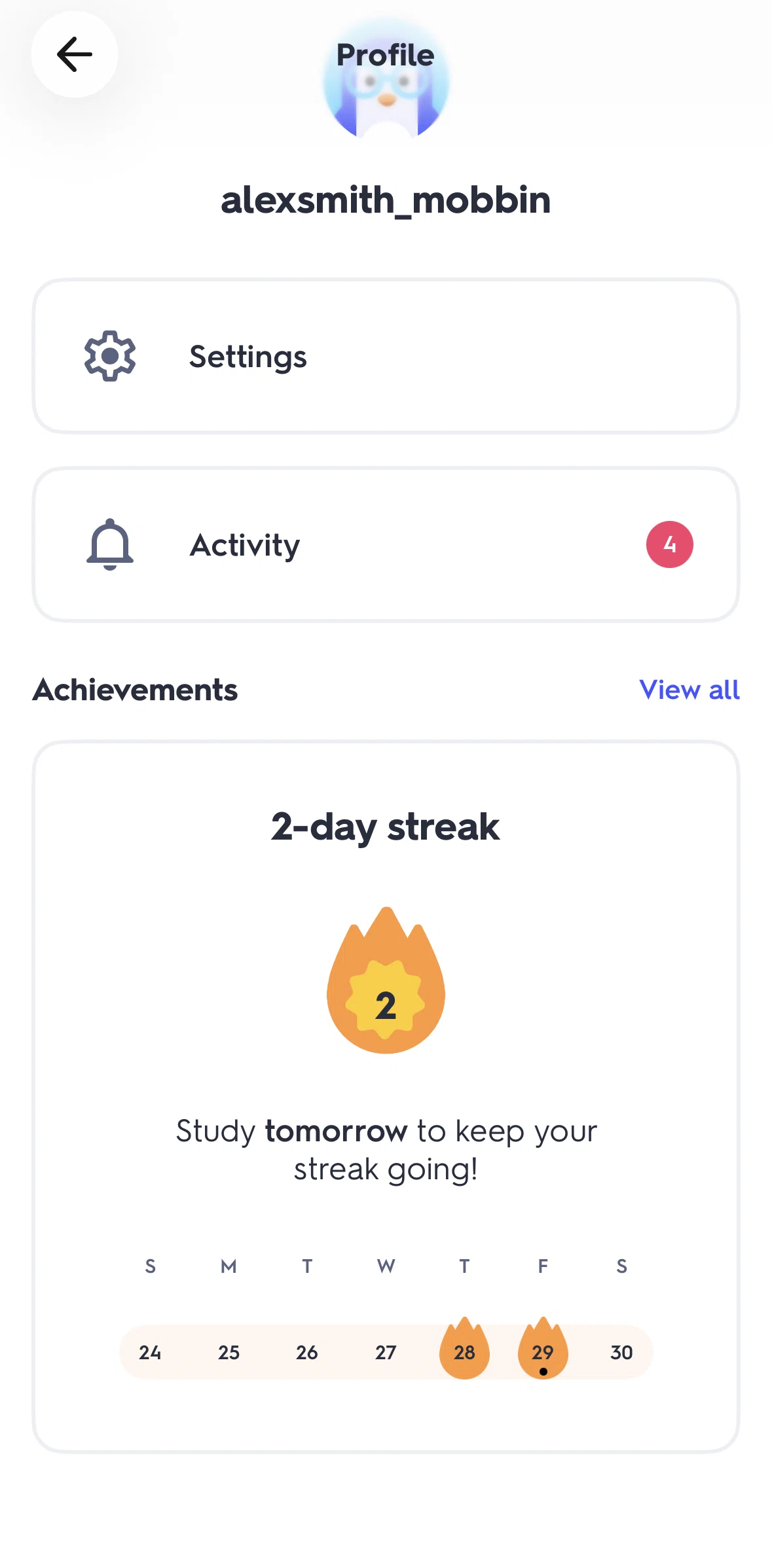 Quizlet Screen screen in the Achievements flow