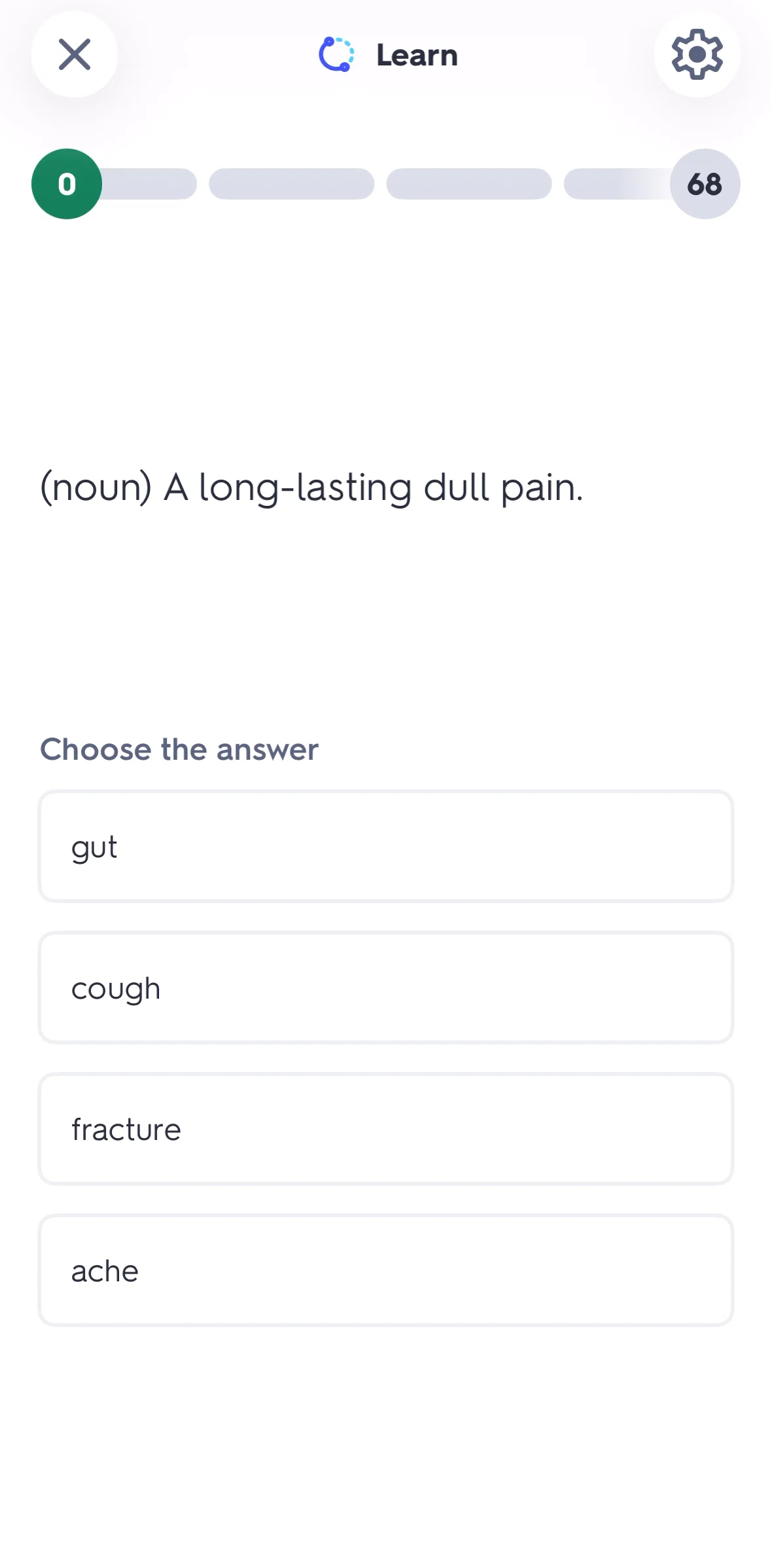 Quizlet Screen screen in the Changing learning settings flow
