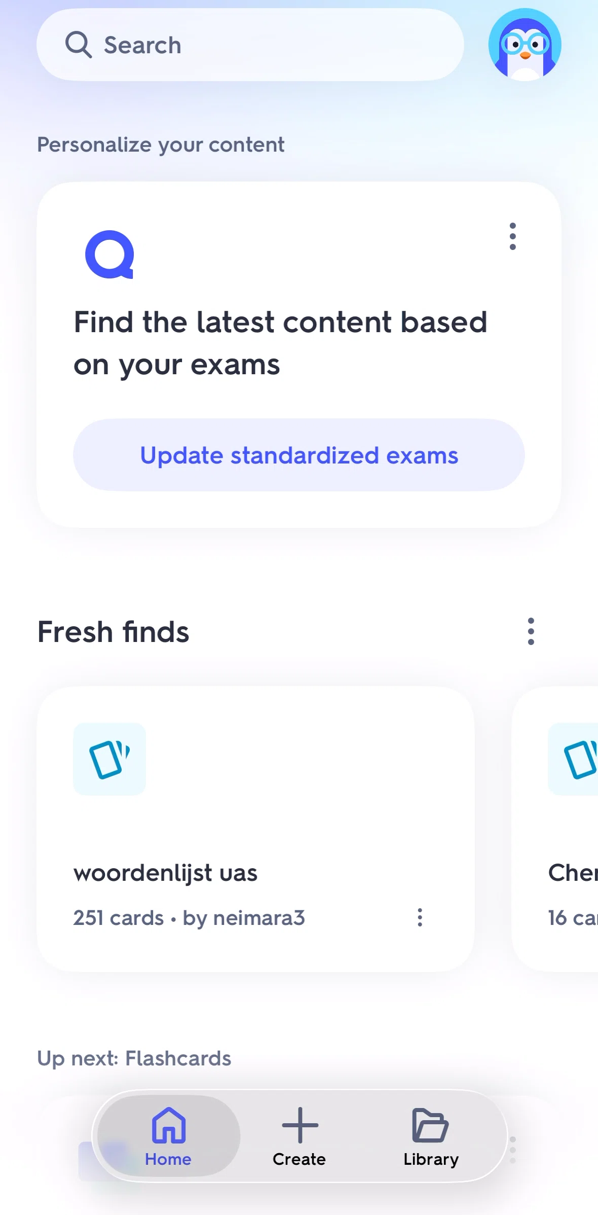 Quizlet Screen screen in the Creating a flashcard set flow