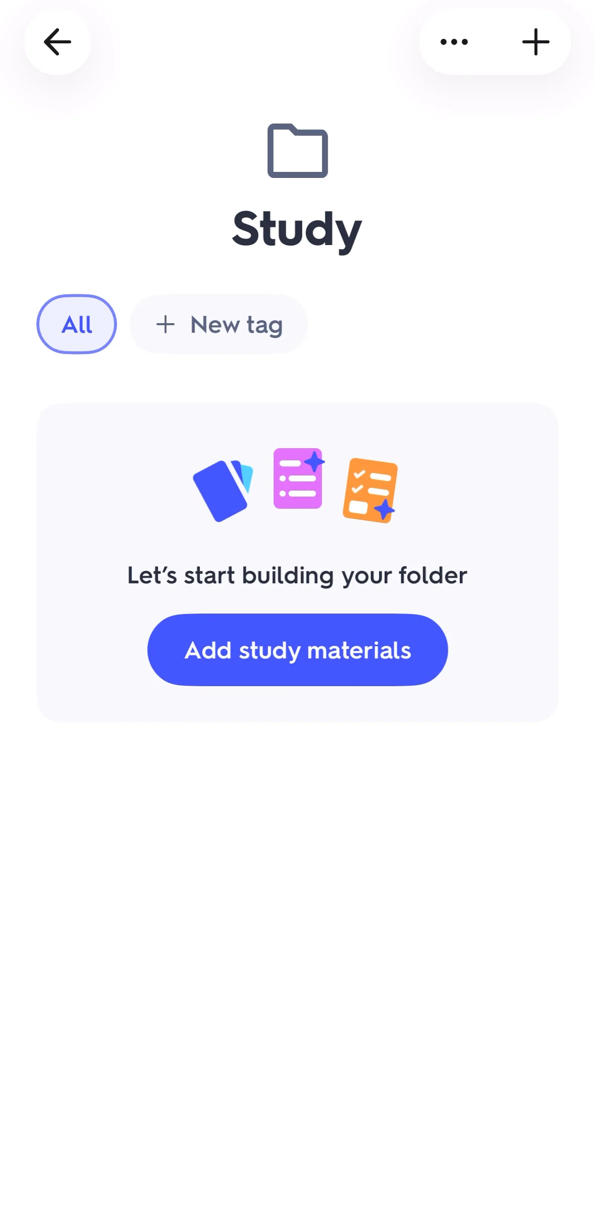 Quizlet Screen screen in the Creating a tag flow