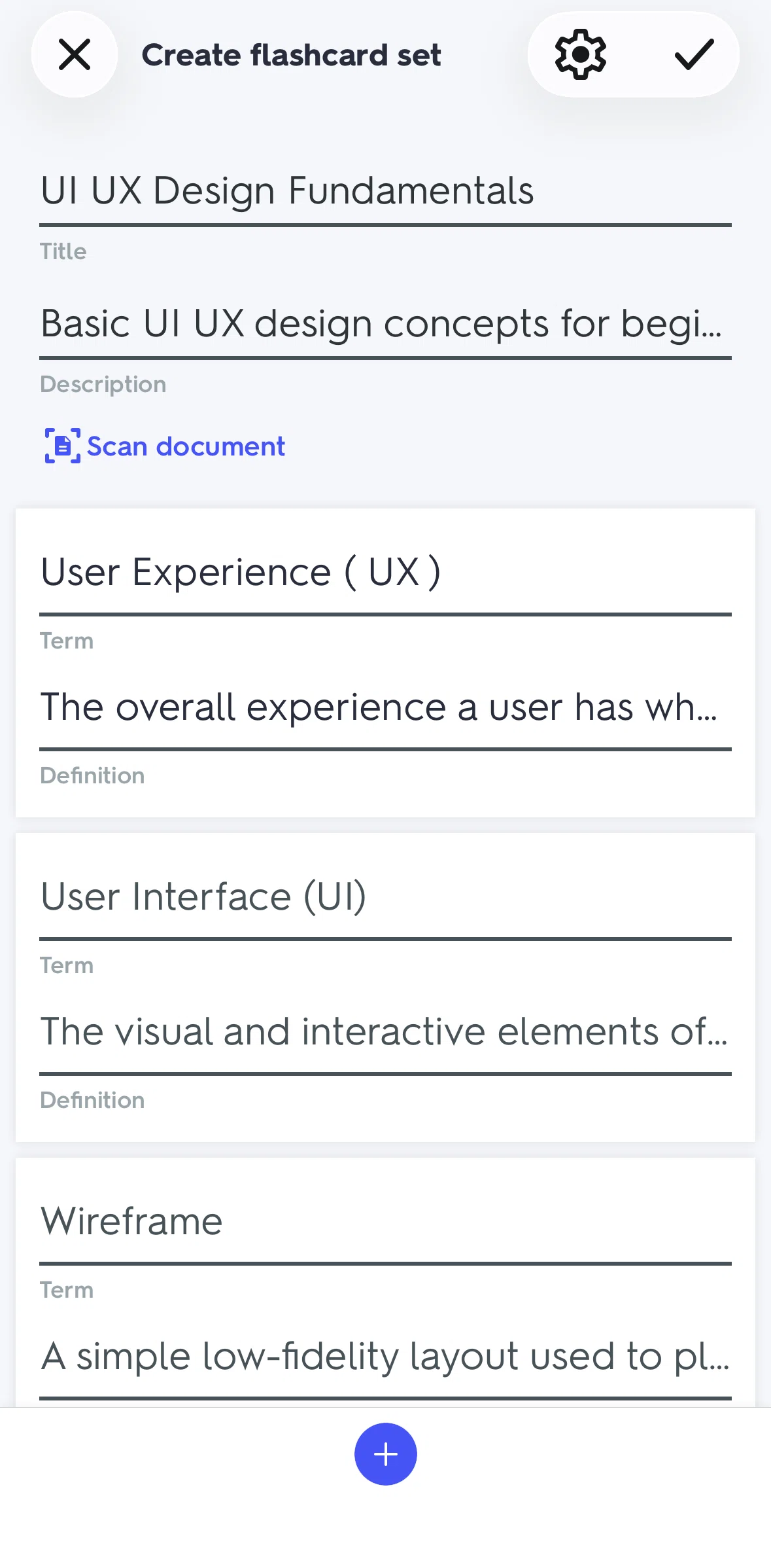 Quizlet Screen screen in the Deleting a flashcard flow