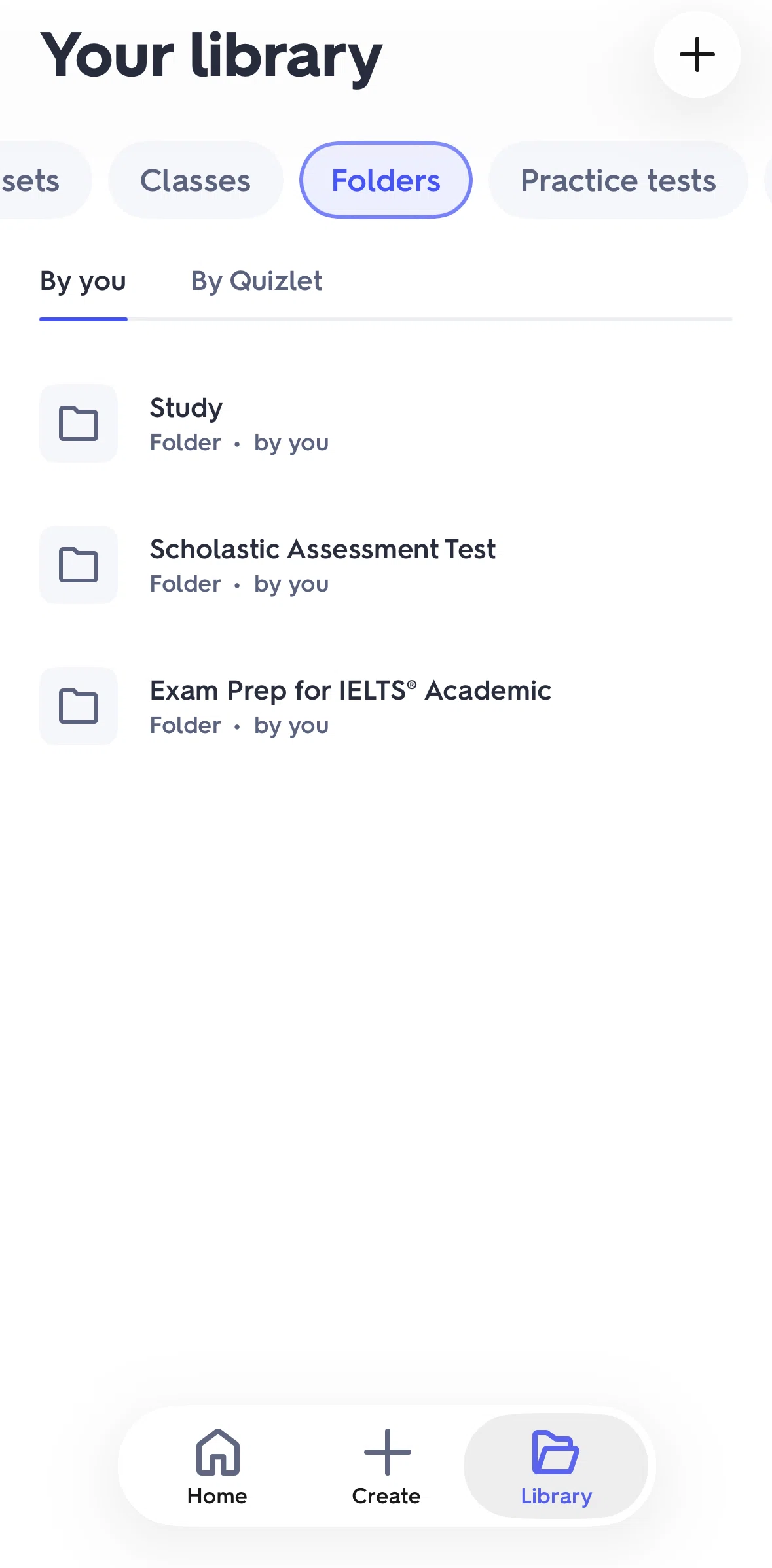 Quizlet Screen screen in the Folder detail flow