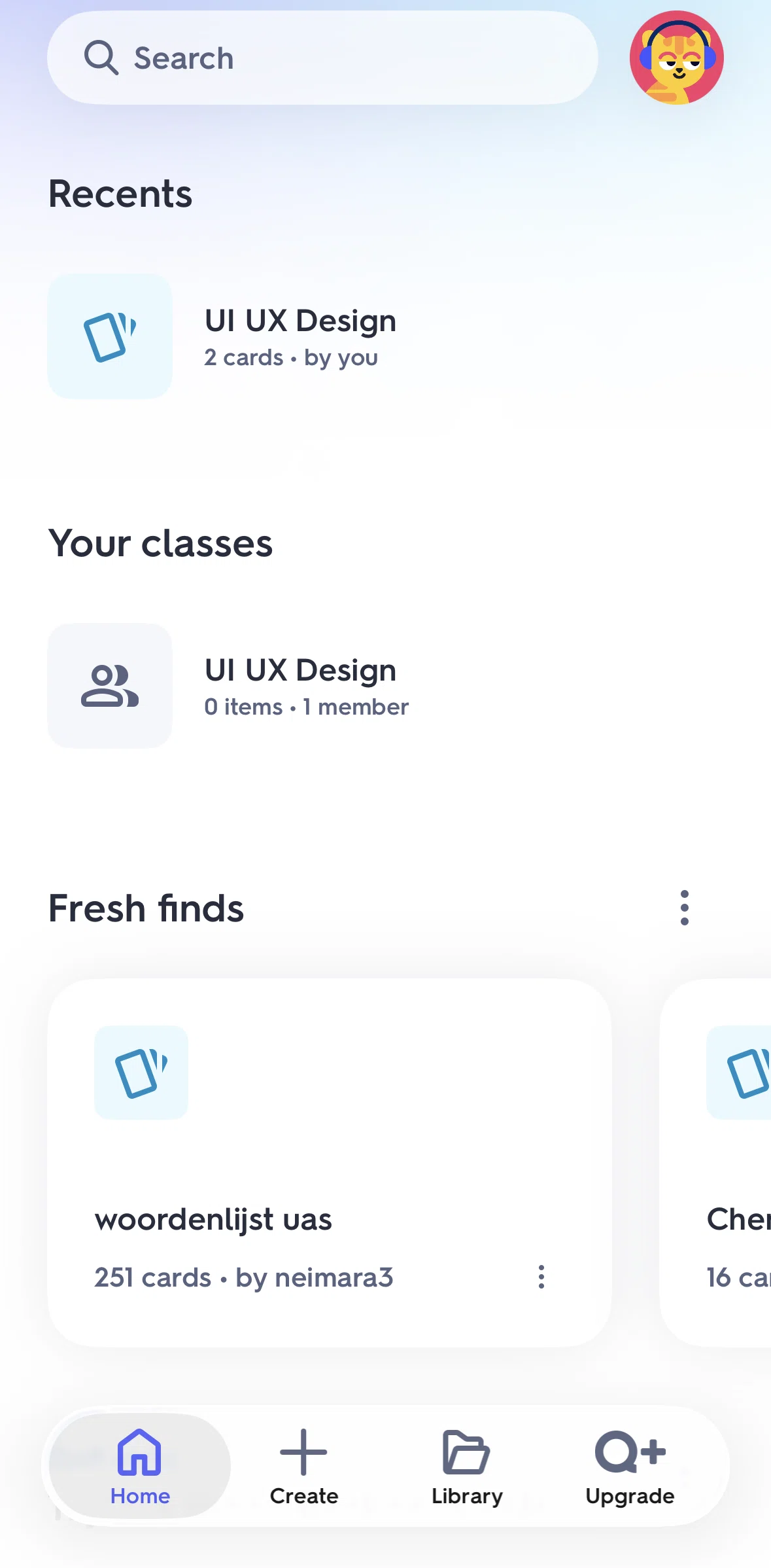 Quizlet Screen screen in the Library (teacher) flow