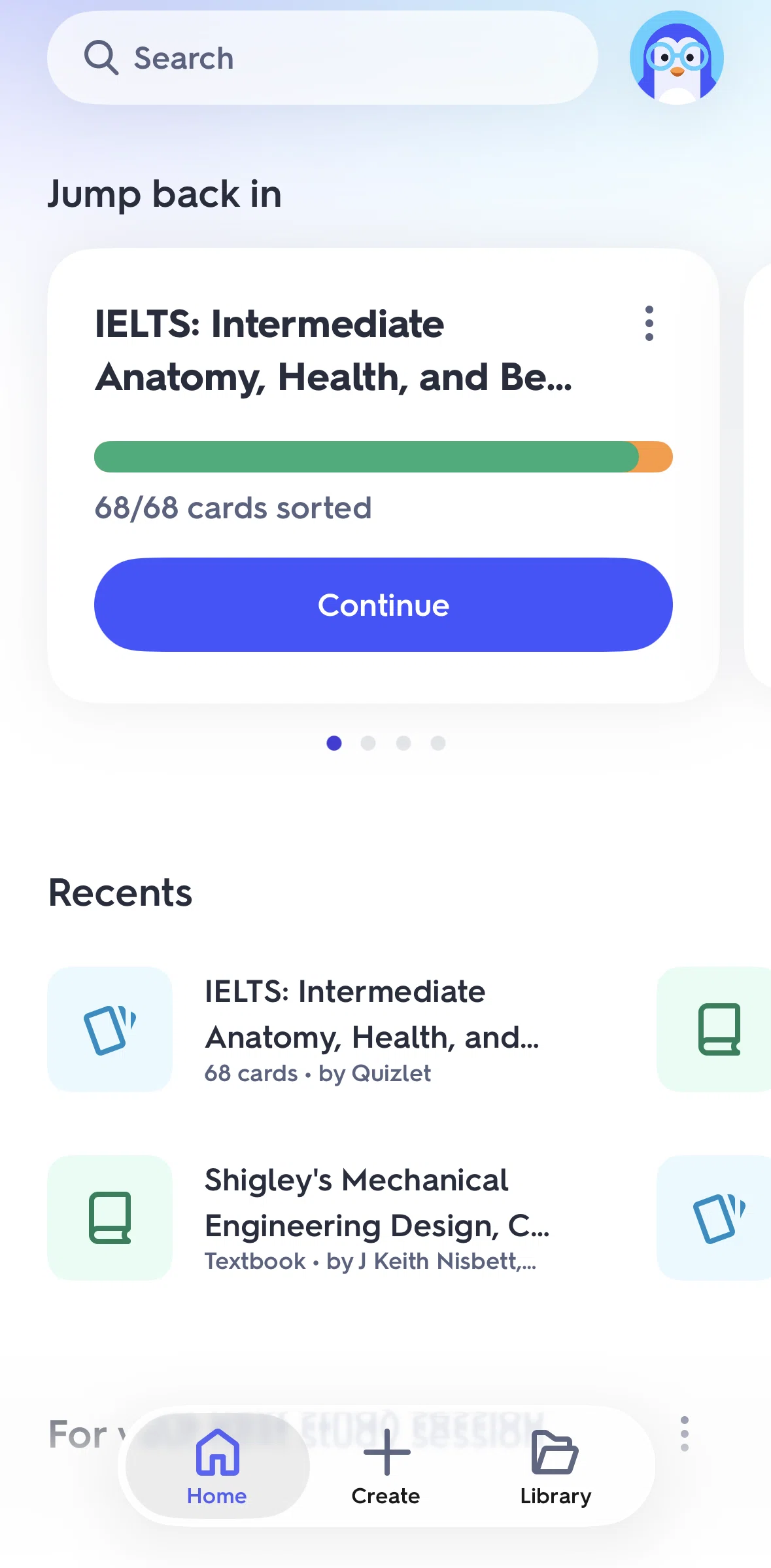 Quizlet Screen screen in the Profile flow