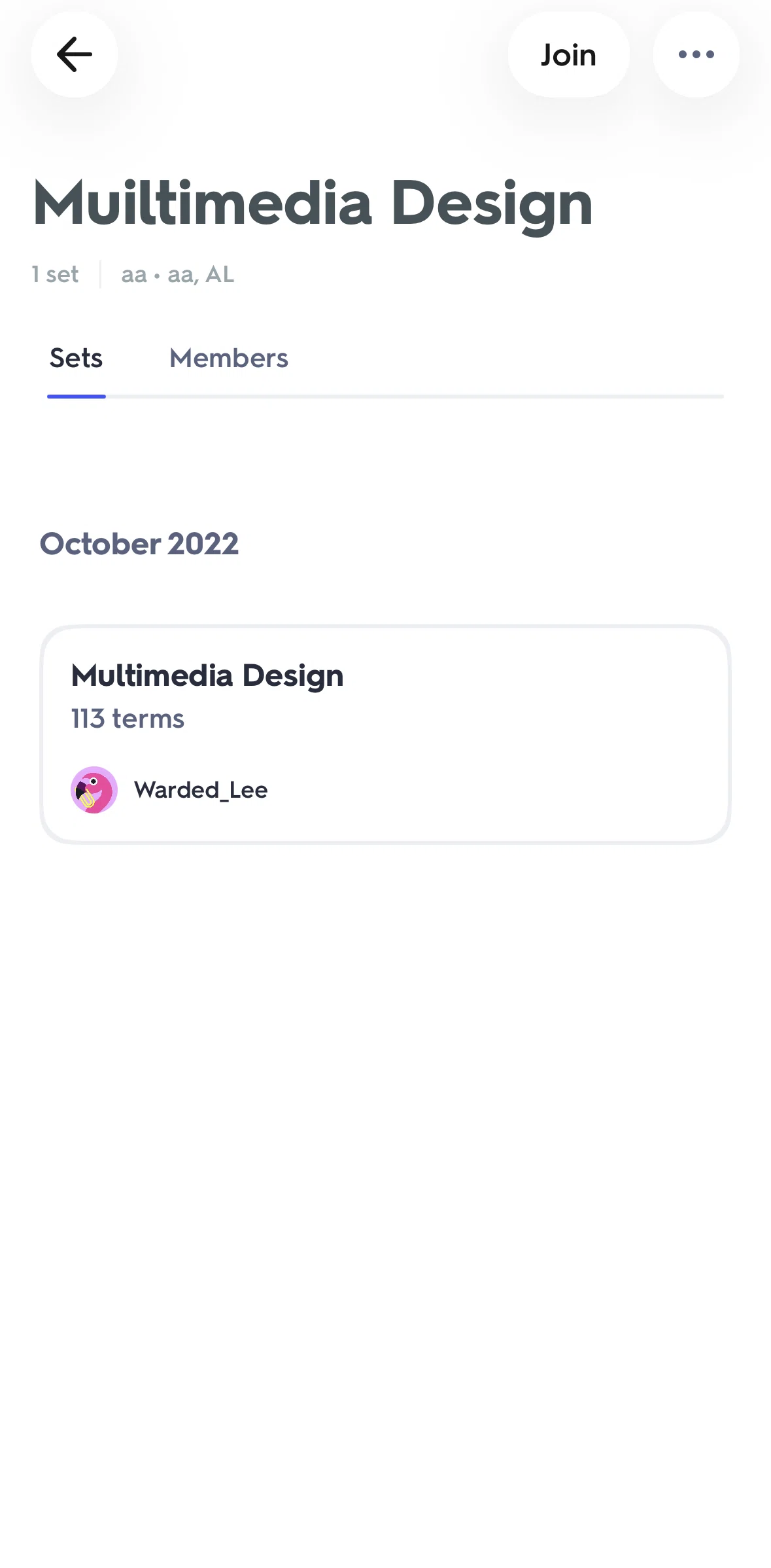 Quizlet Screen screen in the Reporting a class flow