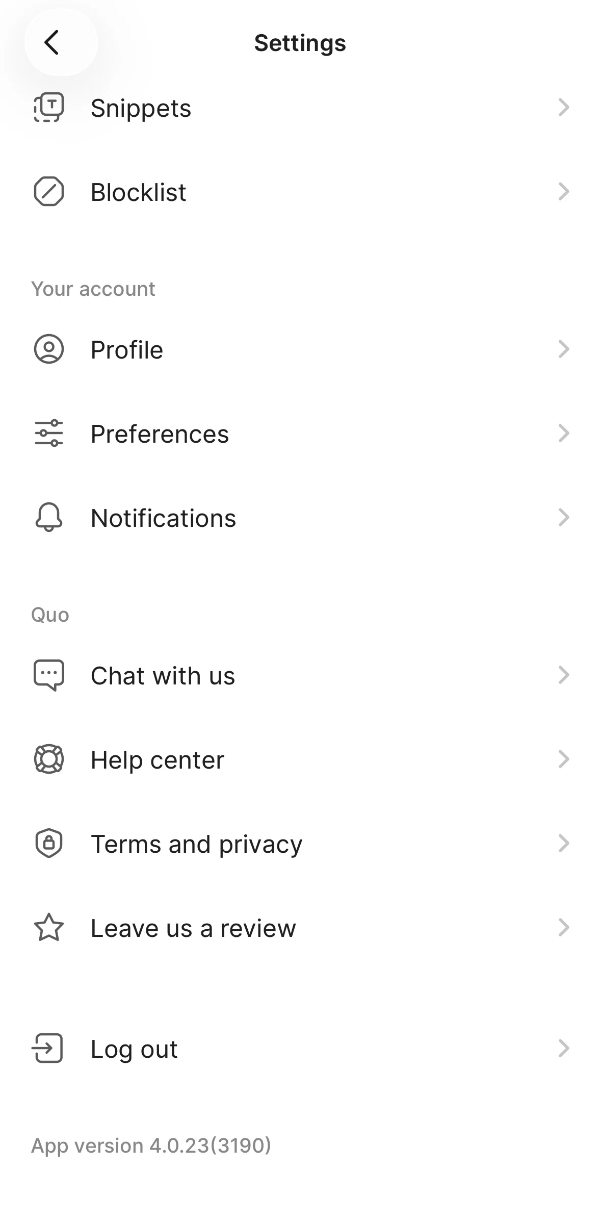 Quo Screen screen in the Chatting with digital assistant flow