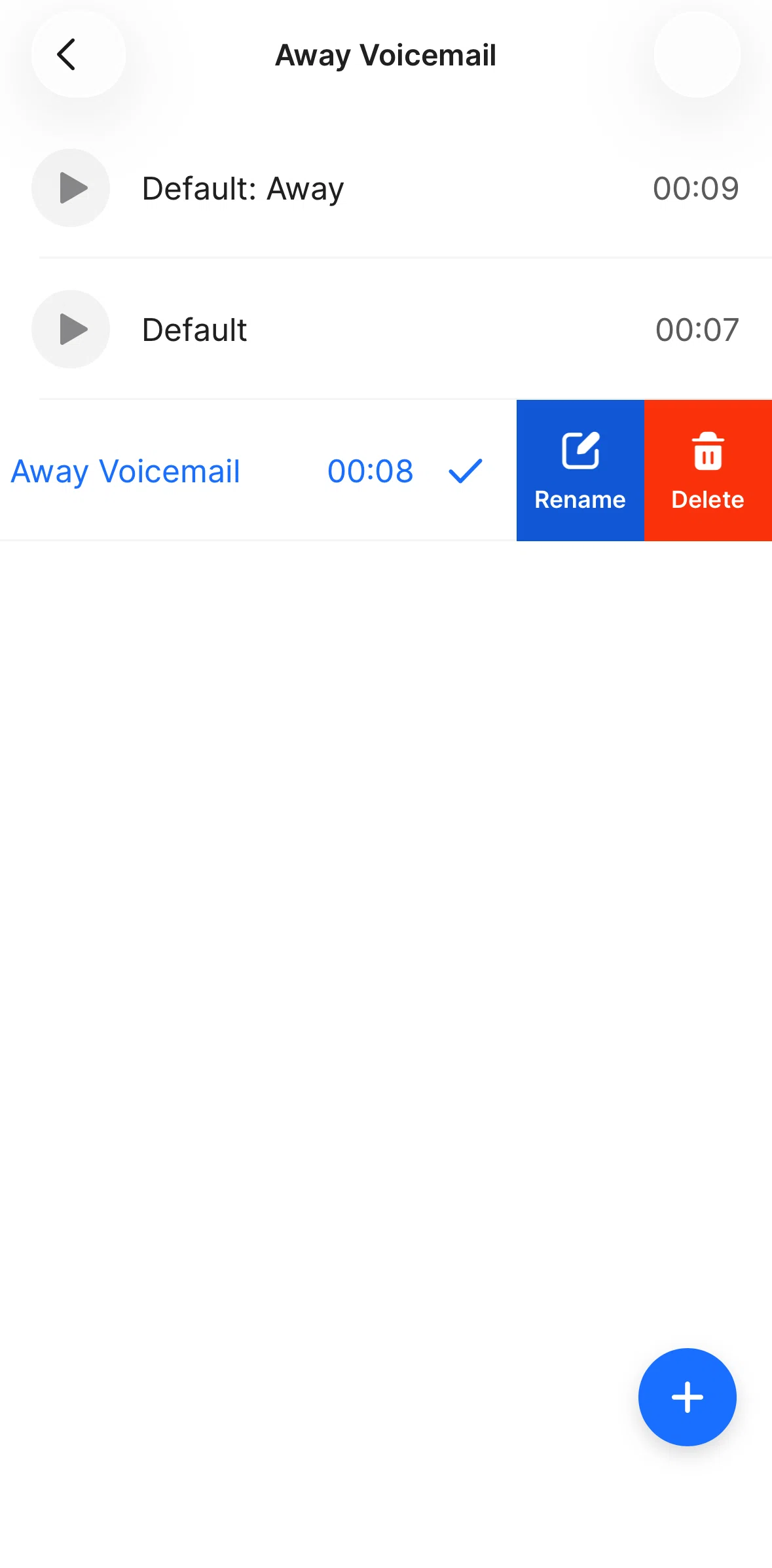 Quo Screen screen in the Deleting a voicemail flow