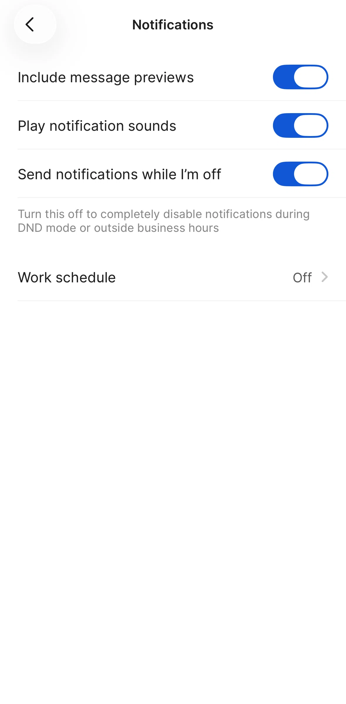 Quo Screen screen in the Enabling work schedule flow