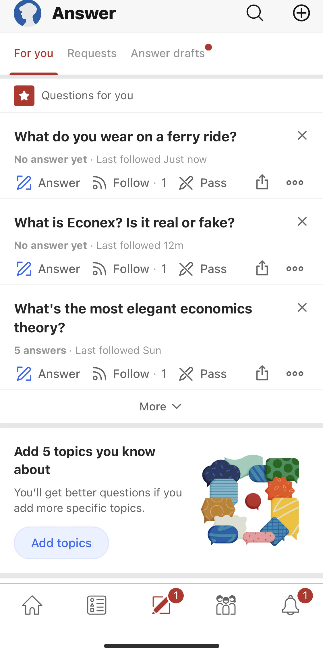 Quora Screen screen in the Answer flow