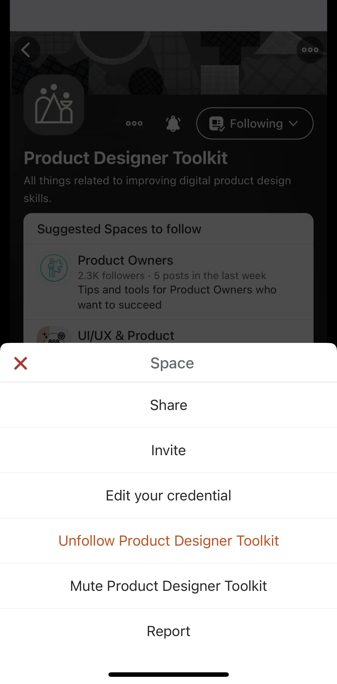 Quora Screen screen in the Inviting followers to the Space flow