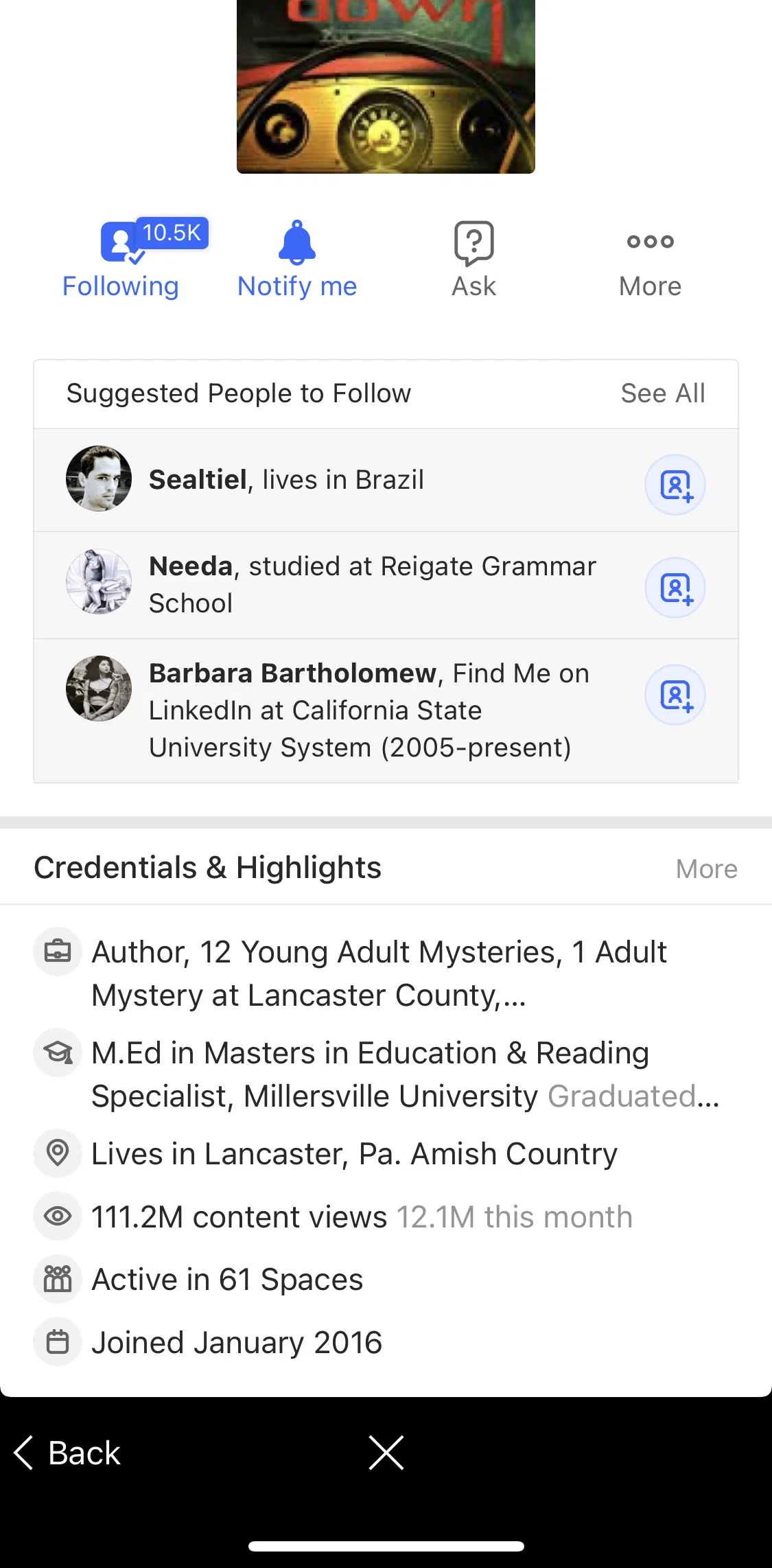 Quora Screen screen in the More user credentials flow