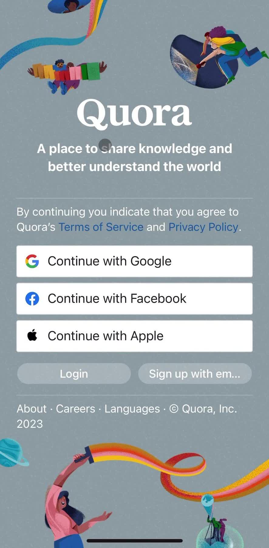 Quora Onboarding preview