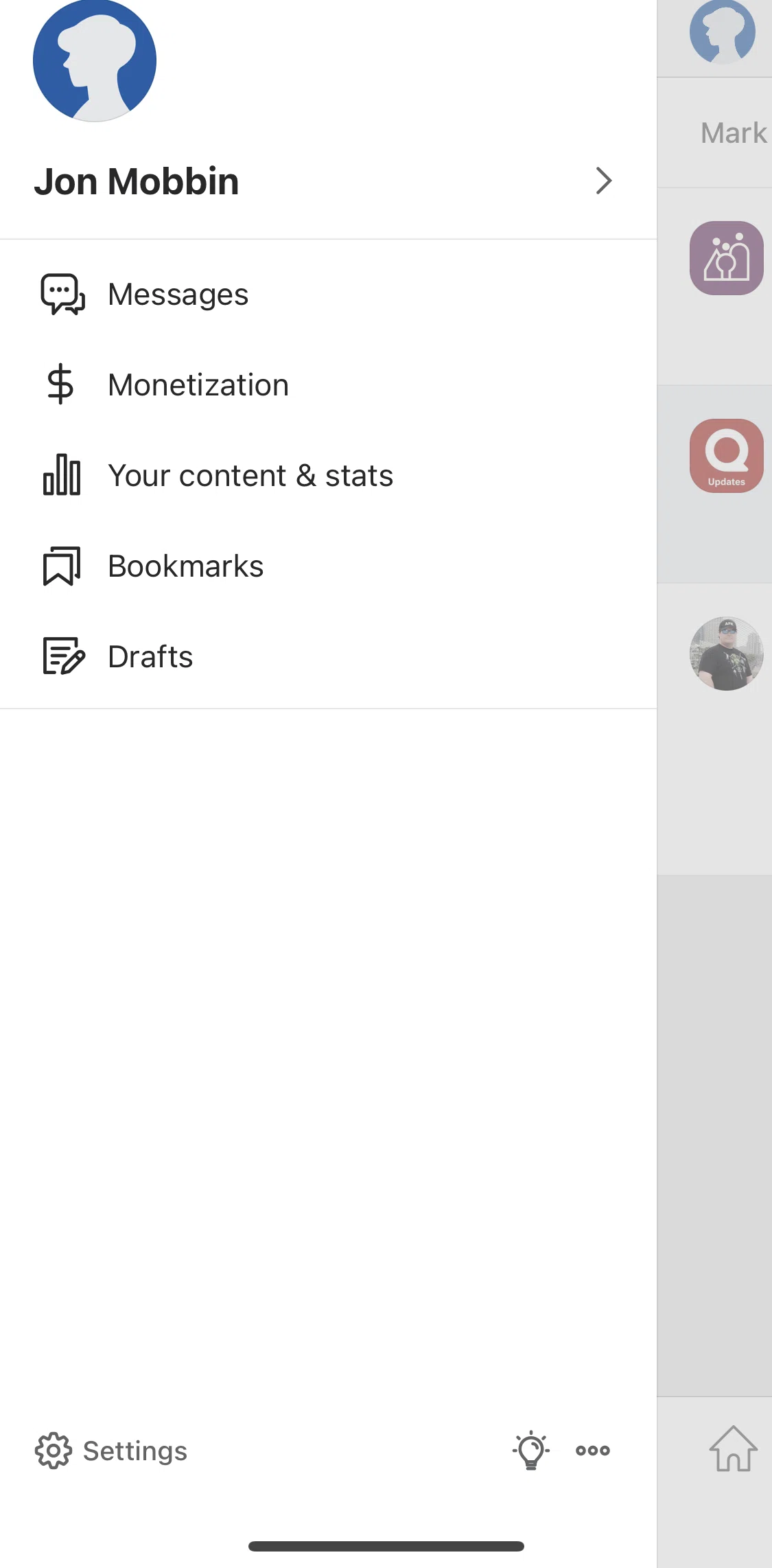 Quora Screen screen in the Profile detail flow