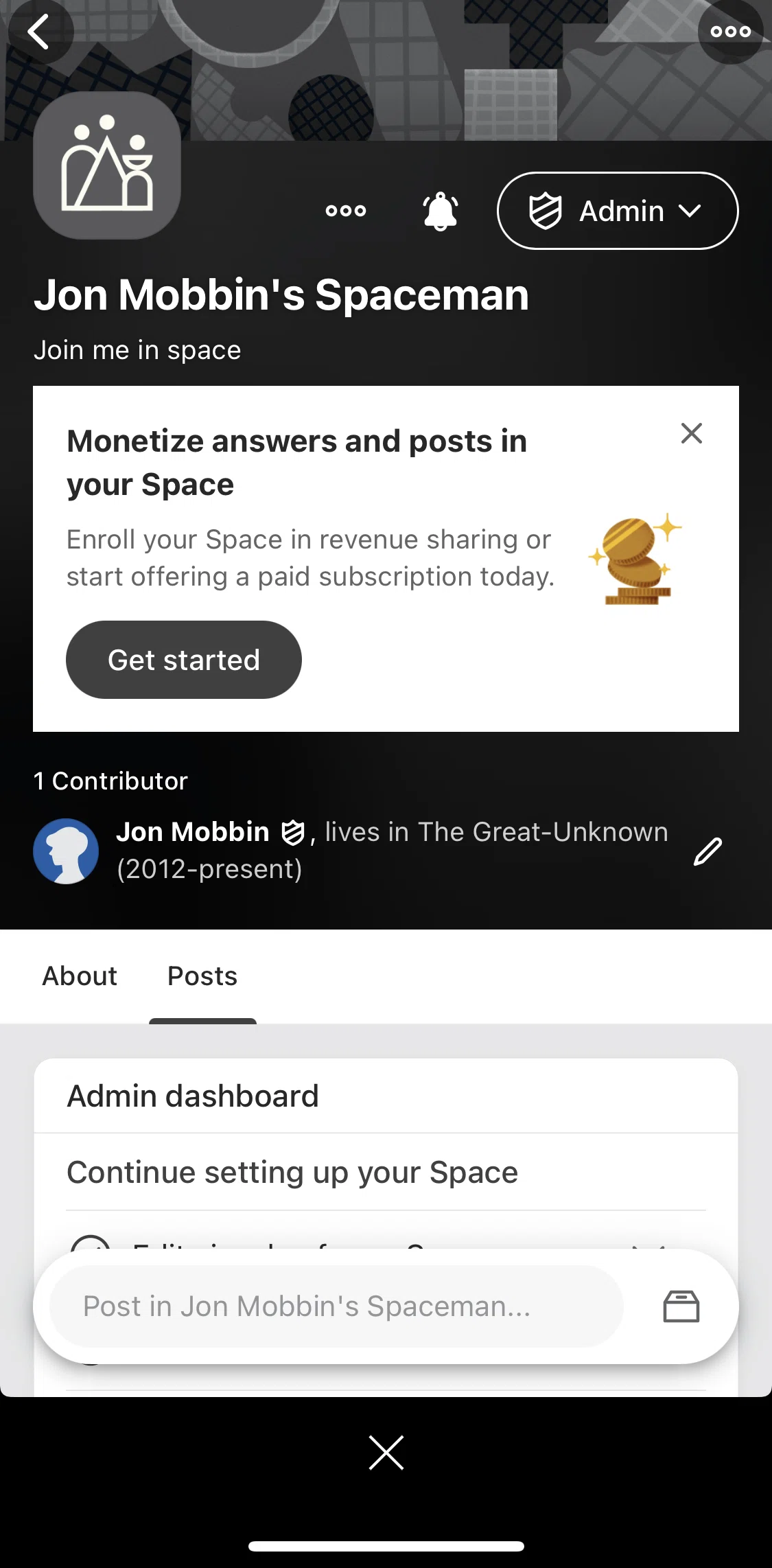 Quora Screen screen in the Setting up monetization flow