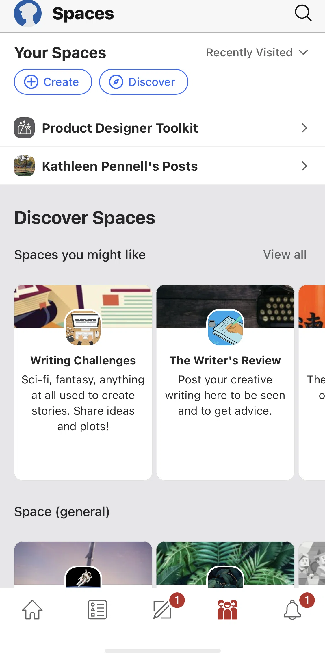 Quora Screen screen in the Spaces flow