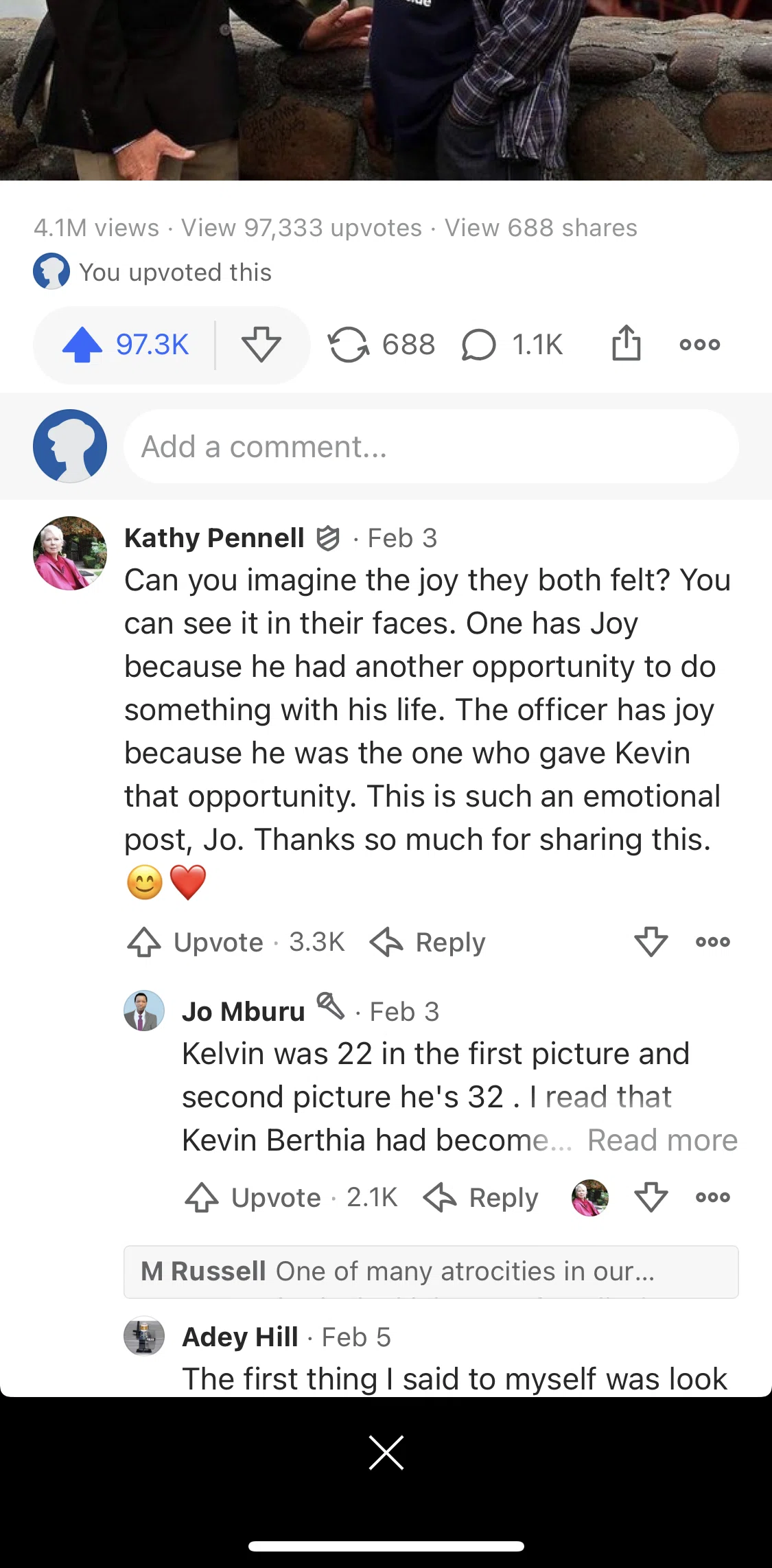 Quora Screen screen in the Upvoting a comment flow