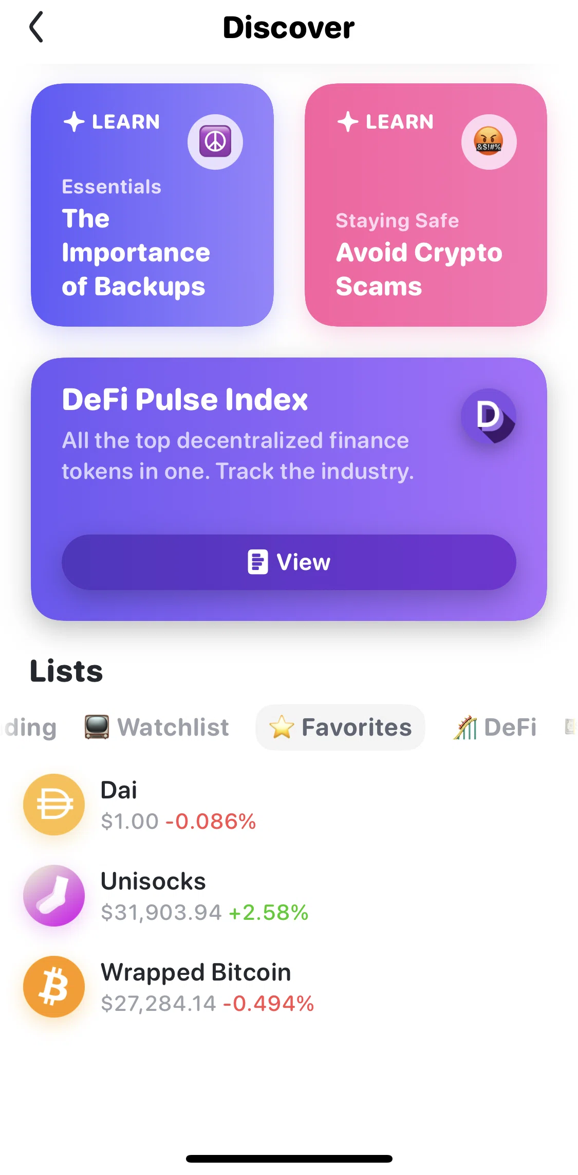 Rainbow Screen screen in the Browse lists flow